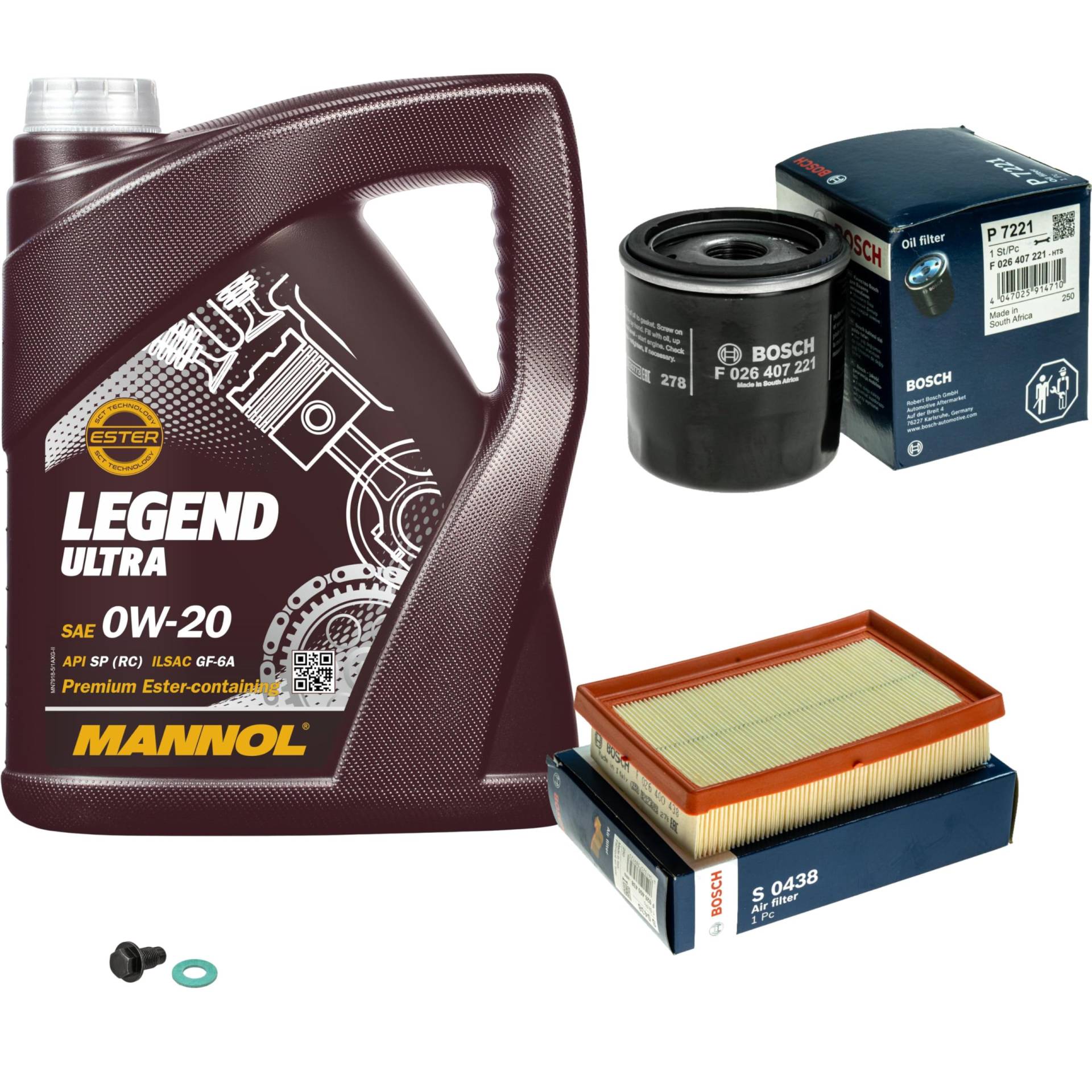 Inspektionspaket Wartungspaket Filterset mit 5 L Motoröl Legend Ultra 0W-20, Ölfilter, Luftfilter, Verschlussschraube Inspektionspaket Wartungspaket Filterset mit 5 L Motoröl Legend Ultra 0W-20, Ölfilter, Luftfilter, Verschlussschraube von EISENFELS