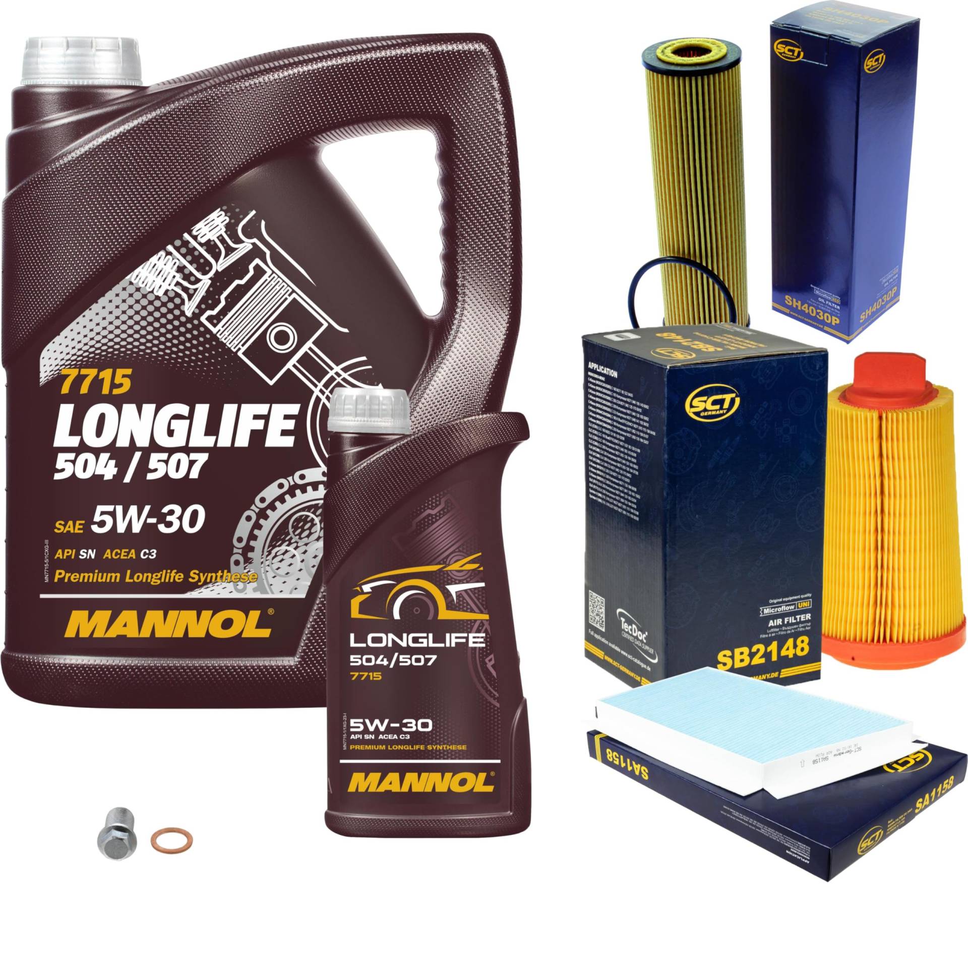 Inspektionspaket Wartungspaket Filterset mit 5 L Motoröl Longlife 5W-30, Ölfilter, Luftfilter, Innenraumfilter, Verschlussschraube Inspektionspaket Wartungspaket Filterset mit 5 L Motoröl Longlife 5W-30, Ölfilter, Luftfilter, Innenraumfilter, Verschlussschraube von EISENFELS