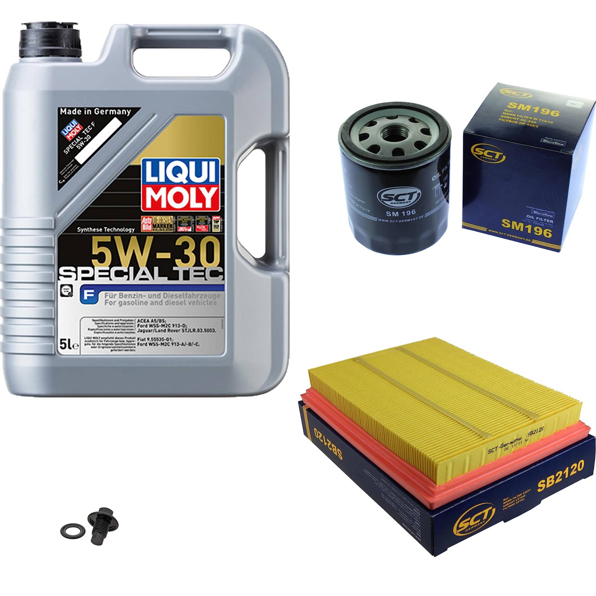 Inspektionspaket Wartungspaket Filterset mit 5 L Motoröl Special Tec F 5W-30, Ölfilter, Luftfilter, Verschlussschraube Inspektionspaket Wartungspaket Filterset mit 5 L Motoröl Special Tec F 5W-30, Ölfilter, Luftfilter, Verschlussschraube von EISENFELS