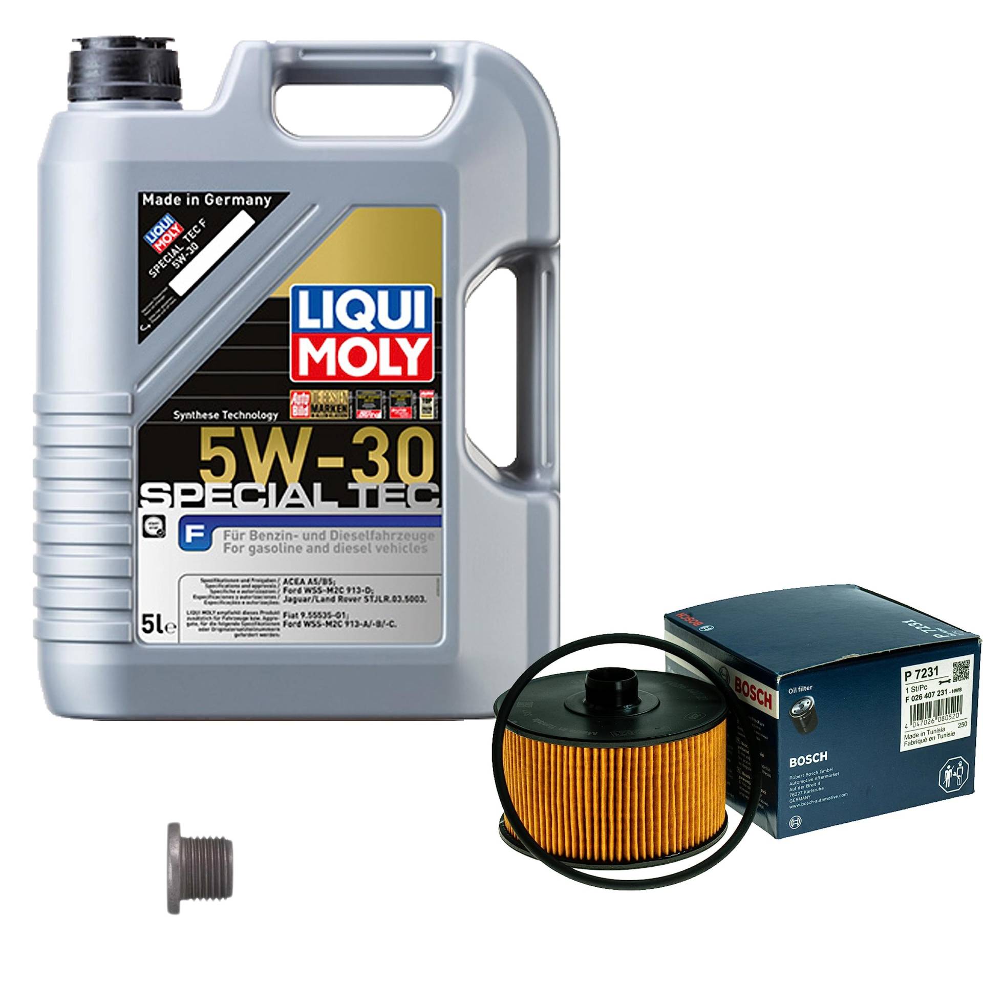 Inspektionspaket Wartungspaket Filterset mit 5 L Motoröl Special Tec F 5W-30, Ölfilter, Verschlussschraube von EISENFELS