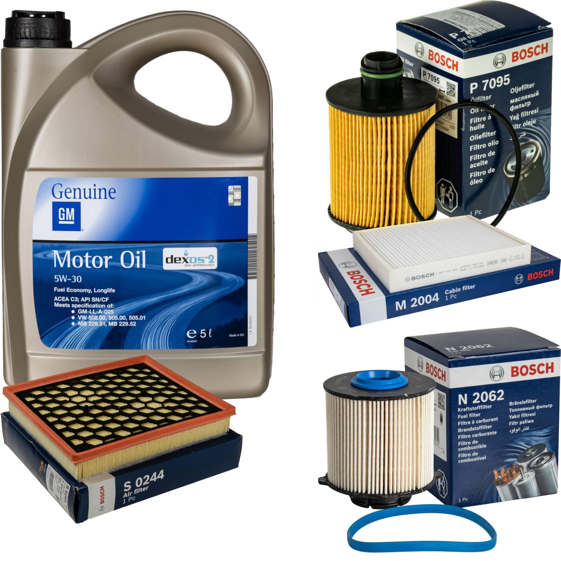 Inspektionspaket Wartungspaket Filterset mit 5L Motoröl 5W-30 Dexos2, Ölfilter, Luftfilter, Innenraumfilter, Kraftstofffilter Inspektionspaket Wartungspaket Filterset mit 5L Motoröl 5W-30 Dexos2, Ölfilter, Luftfilter, Innenraumfilter, Kraftstofffilter von EISENFELS