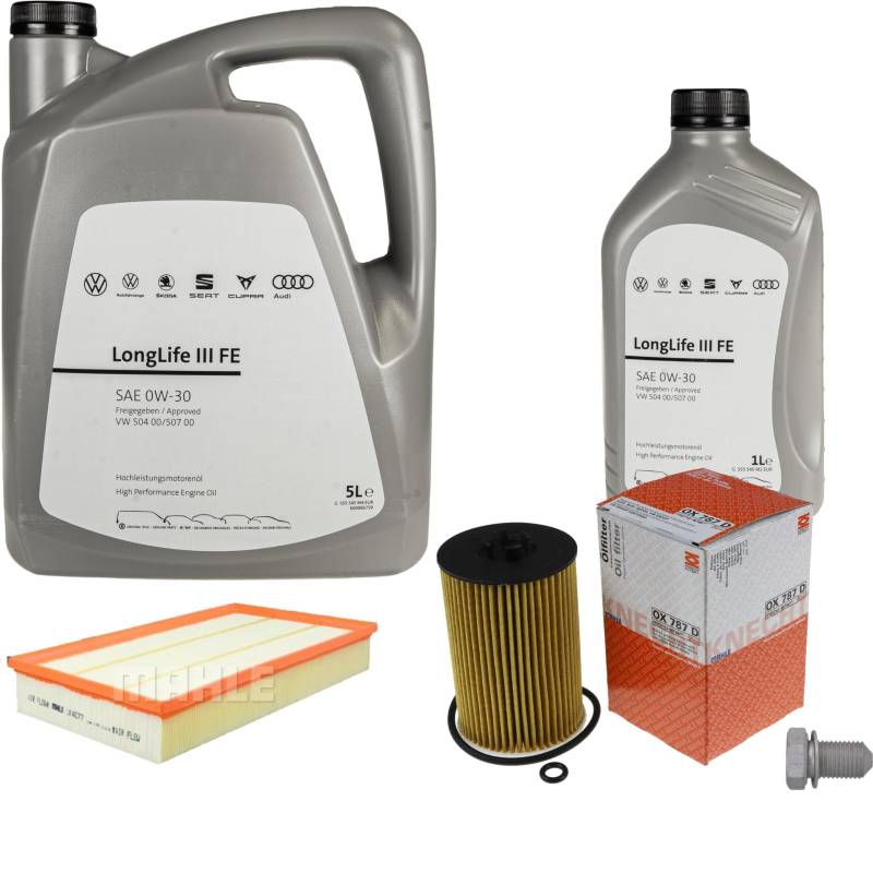 Inspektionspaket Wartungspaket Filterset mit 6 L 0W-30 Motoröl LongLife 3 FE, Ölfilter Luftfilter Ölablassschraube von EISENFELS