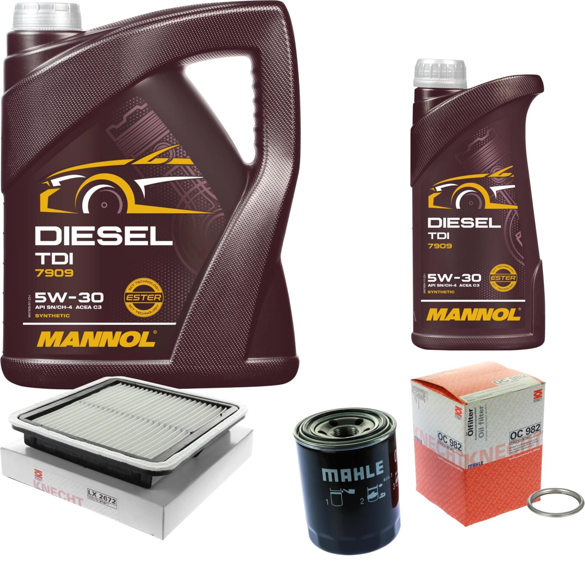 Inspektionspaket Wartungspaket Filterset mit 6 L Motoröl Diesel TDI 5W-30, Ölfilter, Luftfilter, Dichtring Inspektionspaket Wartungspaket Filterset mit 6 L Motoröl Diesel TDI 5W-30, Ölfilter, Luftfilter, Dichtring von EISENFELS