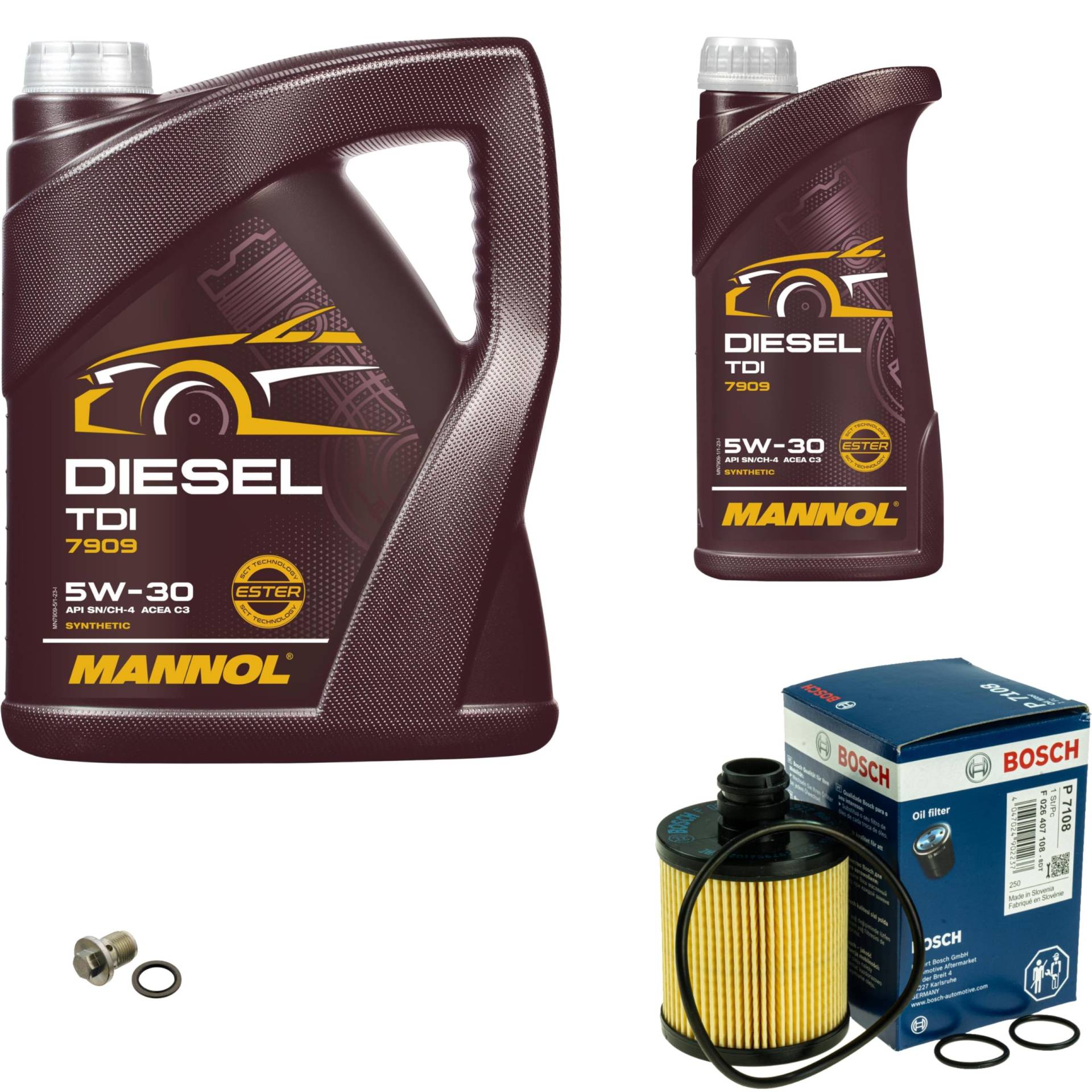 Inspektionspaket Wartungspaket Filterset mit 6 L Motoröl Diesel TDI 5W-30, Ölfilter, Verschlussschraube Inspektionspaket Wartungspaket Filterset mit 6 L Motoröl Diesel TDI 5W-30, Ölfilter, Verschlussschraube von EISENFELS