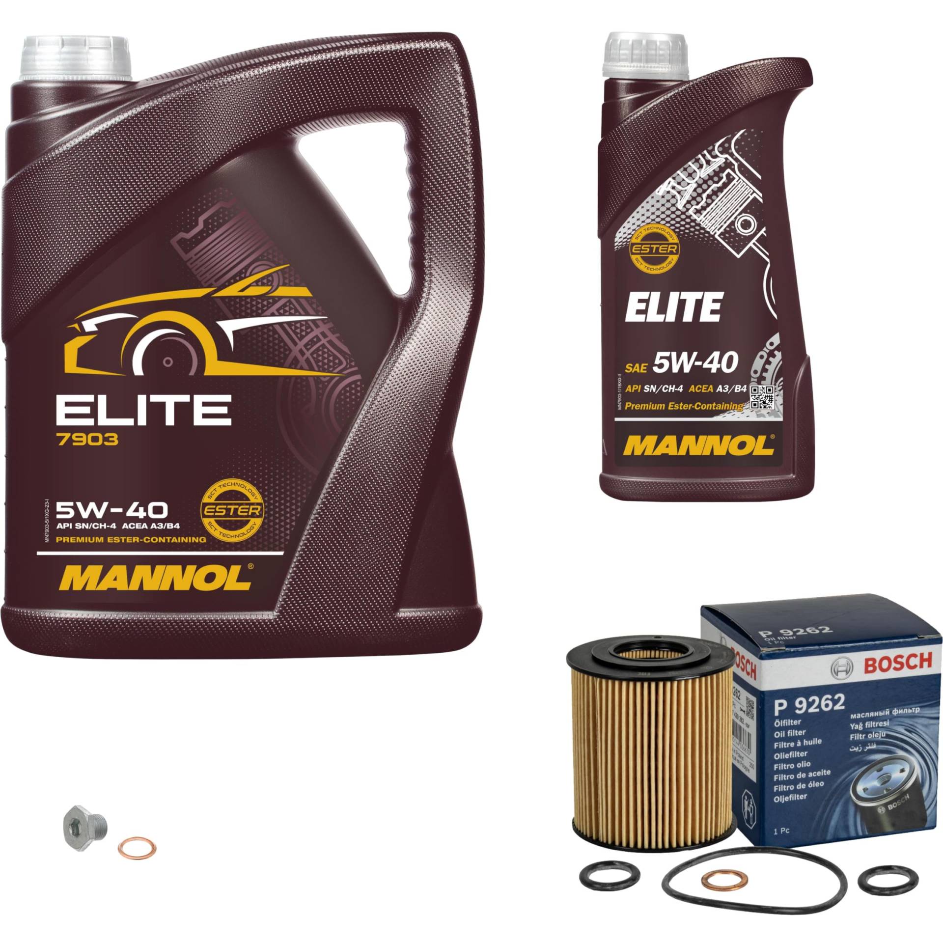 Inspektionspaket Wartungspaket Filterset mit 6 L Motoröl Elite 5W-40, Ölfilter, Verschlussschraube Inspektionspaket Wartungspaket Filterset mit 6 L Motoröl Elite 5W-40, Ölfilter, Verschlussschraube von EISENFELS