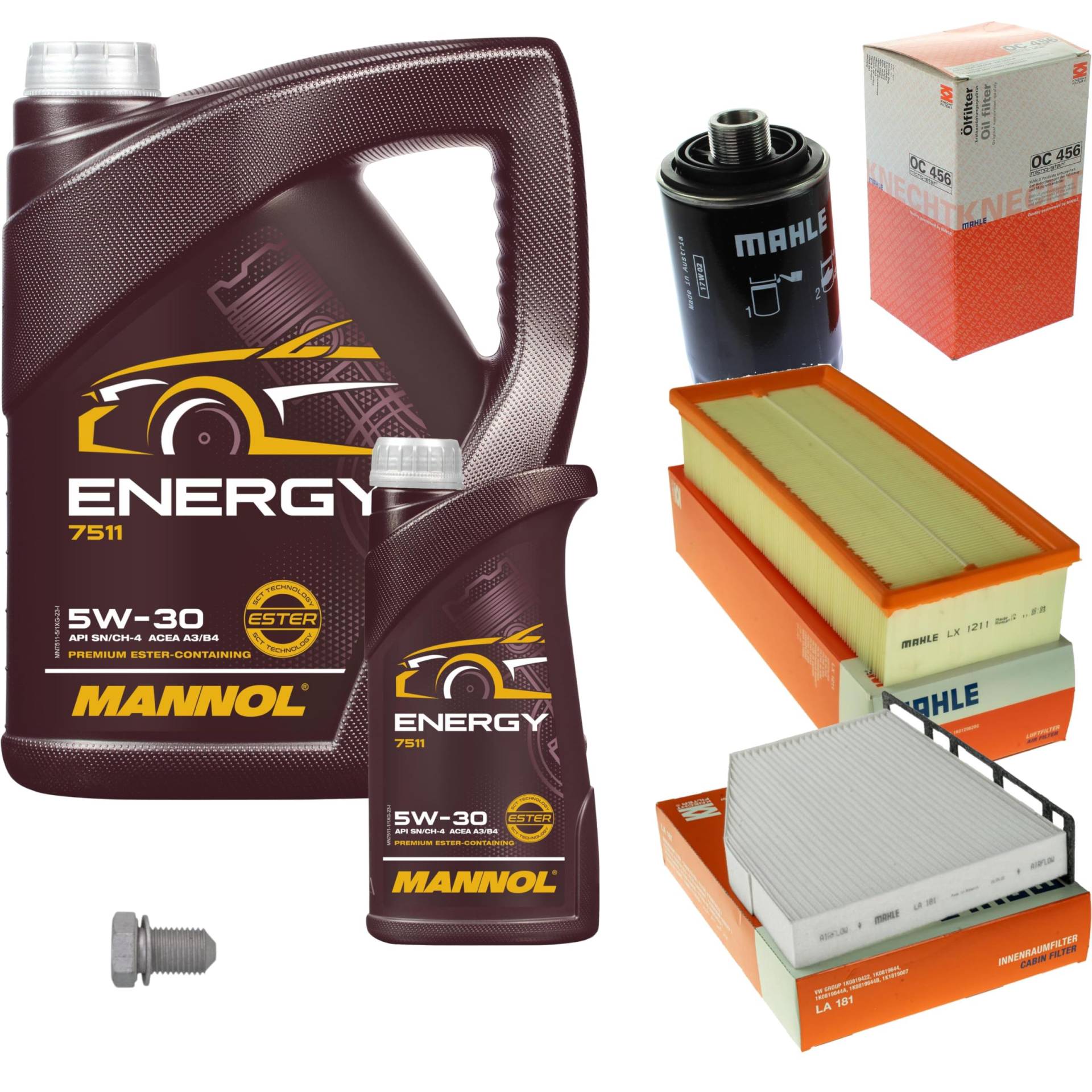 Inspektionspaket Wartungspaket Filterset mit 6 L Motoröl Energy 5W-30, Ölfilter, Luftfilter, Innenraumfilter, Verschlussschraube Inspektionspaket Wartungspaket Filterset mit 6 L Motoröl Energy 5W-30, Ölfilter, Luftfilter, Innenraumfilter, Verschlussschraube von EISENFELS