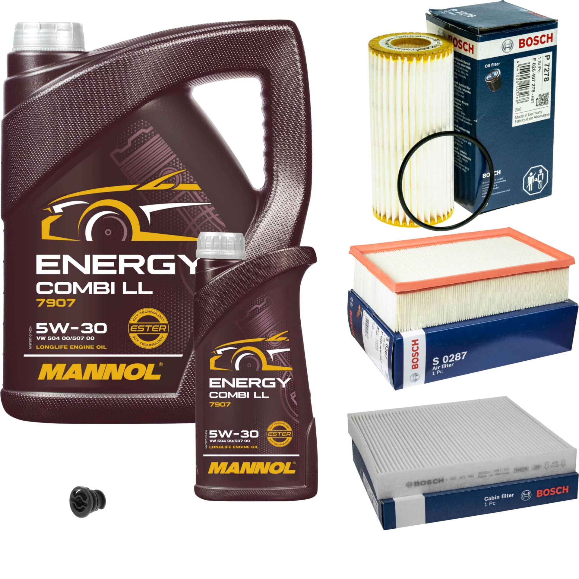 Inspektionspaket Wartungspaket Filterset mit 6 L Motoröl Energy Combi LL 5W-30, Ölfilter, Luftfilter, Innenraumfilter, Verschlussschraube Inspektionspaket Wartungspaket Filterset mit 6 L Motoröl Energy Combi LL 5W-30, Ölfilter, Luftfilter, Innenraumfilter, Verschlussschraube von EISENFELS