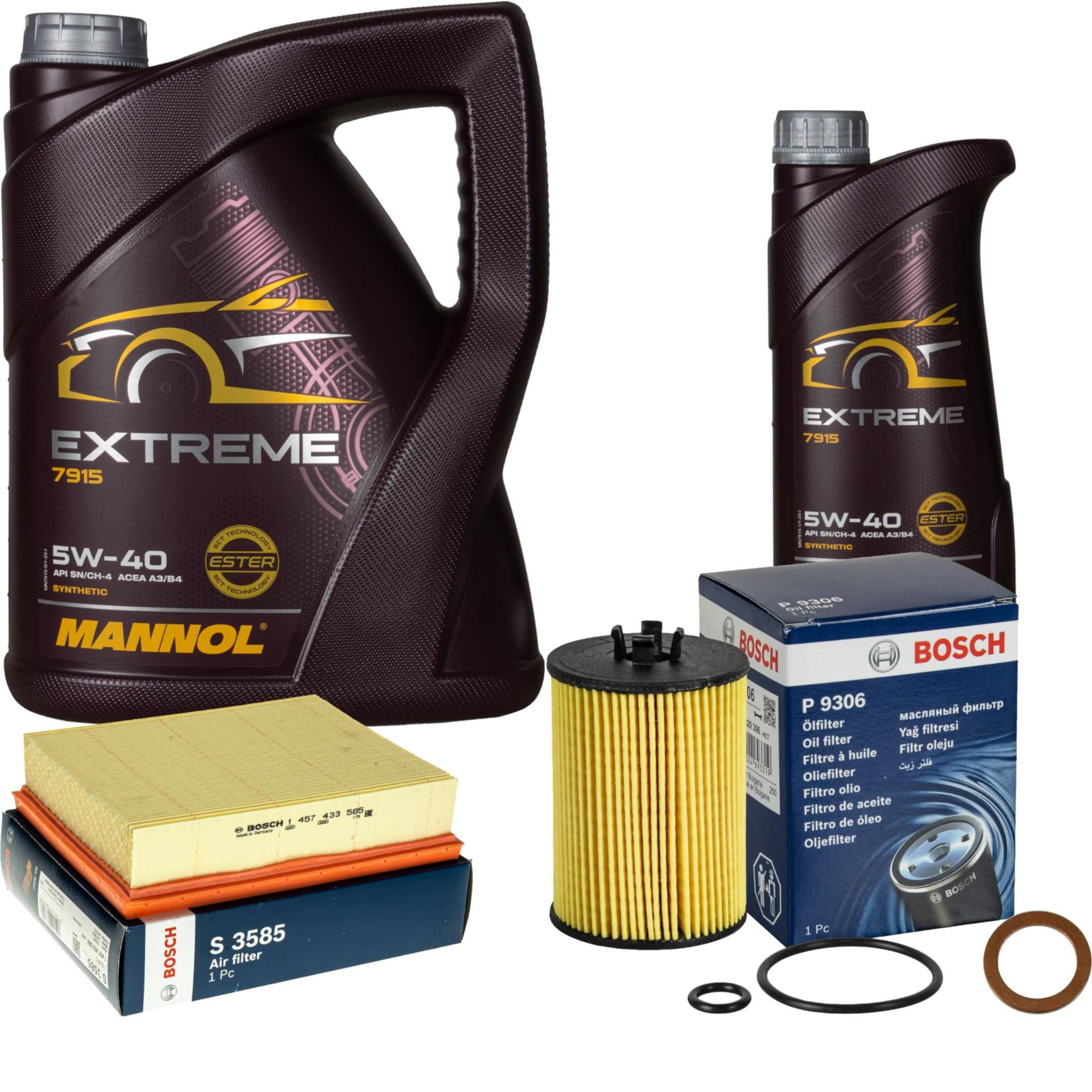 Inspektionspaket Wartungspaket Filterset mit 6 L Motoröl Extreme 5W-40, Ölfilter, Luftfilter, Dichtring Inspektionspaket Wartungspaket Filterset mit 6 L Motoröl Extreme 5W-40, Ölfilter, Luftfilter, Dichtring von EISENFELS