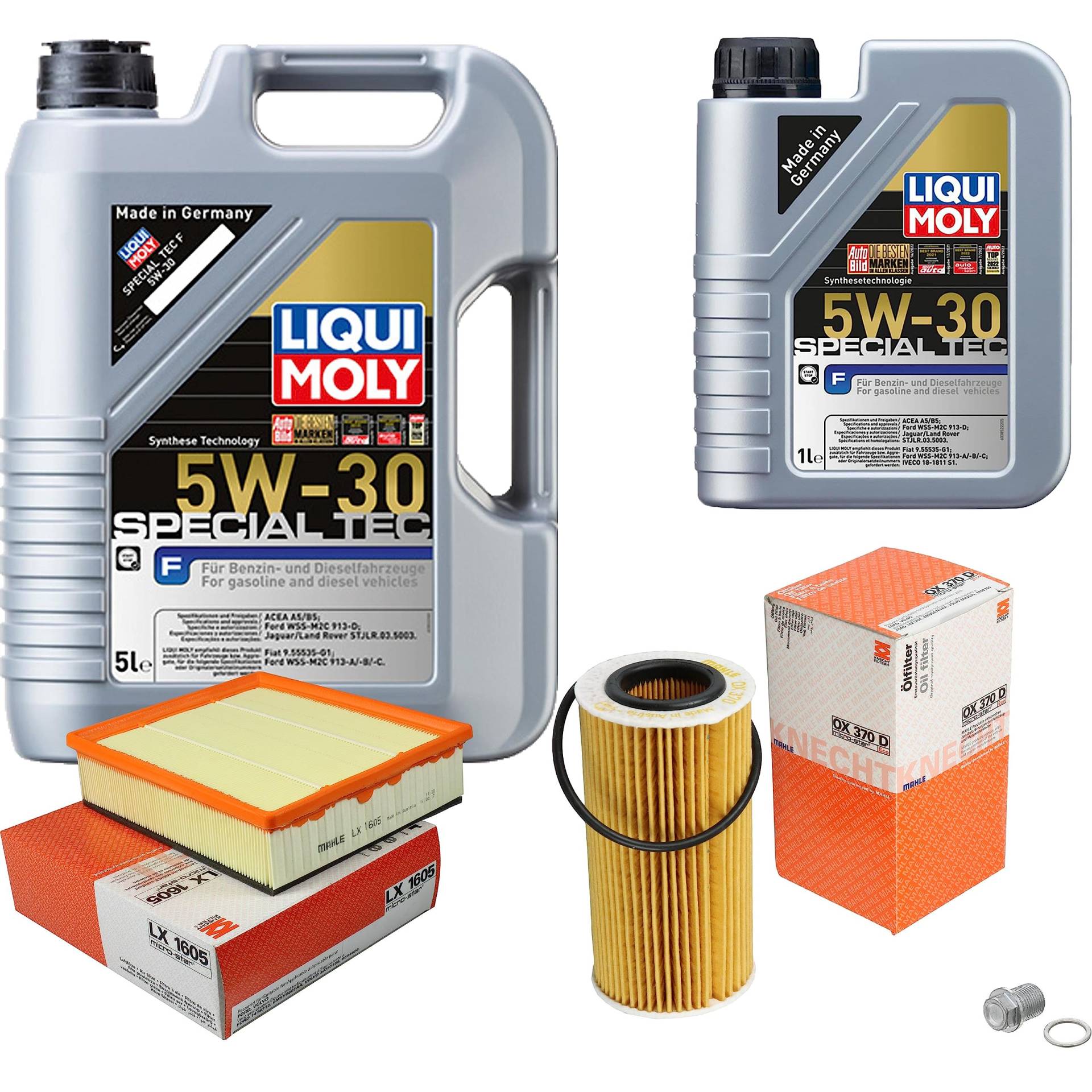 Inspektionspaket Wartungspaket Filterset mit 6 L Motoröl Special Tec F 5W-30, Ölfilter, Luftfilter, Verschlussschraube von EISENFELS