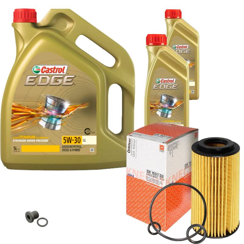 Inspektionspaket Wartungspaket Filterset mit 7 L Motoröl EDGE Titanium FST LL 5W-30, Ölfilter, Verschlussschraube von EISENFELS
