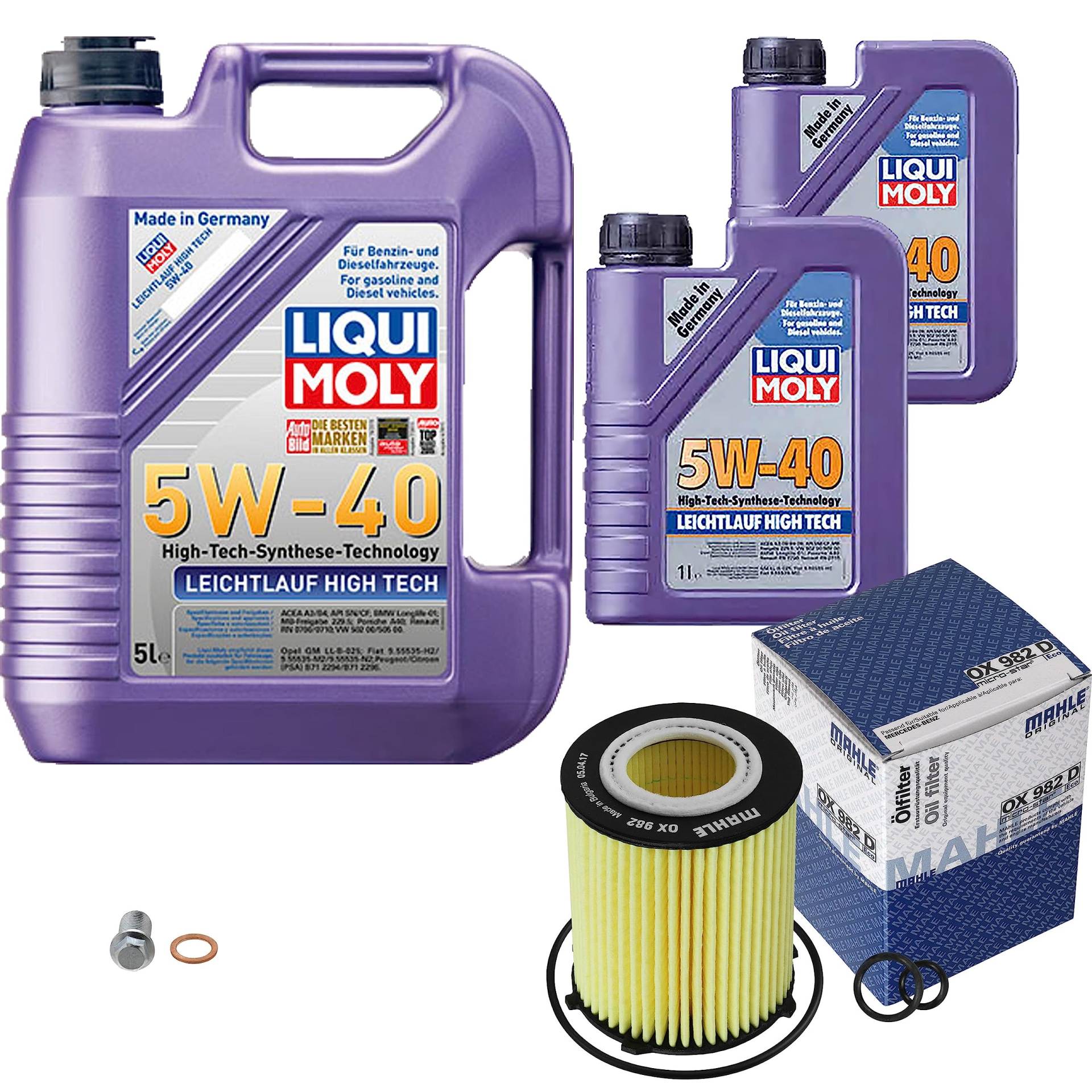 Inspektionspaket Wartungspaket Filterset mit 7 L Motoröl Leichtlauf High Tech 5W-40, Ölfilter, Verschlussschraube Inspektionspaket Wartungspaket Filterset mit 7 L Motoröl Leichtlauf High Tech 5W-40, Ölfilter, Verschlussschraube von EISENFELS
