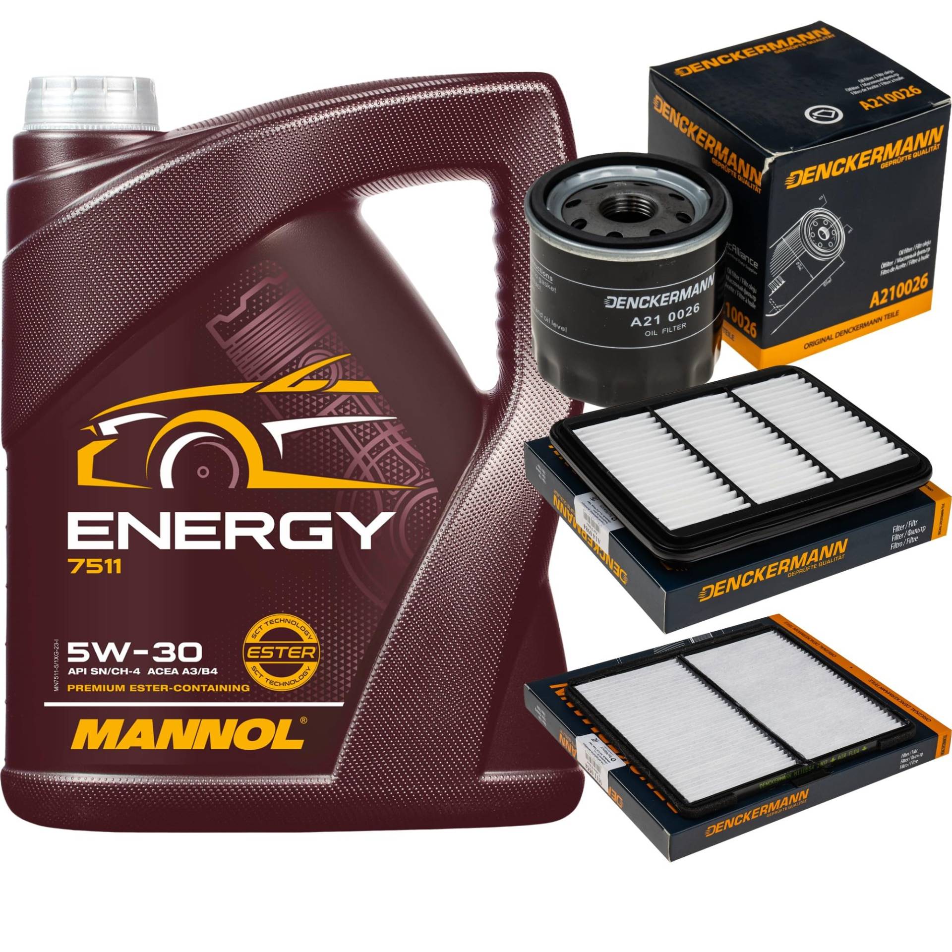 Inspektionspaket Wartungspaket Filterset mit Energy 5W-30 5L, Innenraumfilter, Luftfilter, Ölfilter Inspektionspaket Wartungspaket Filterset mit Energy 5W-30 5L, Innenraumfilter, Luftfilter, Ölfilter von EISENFELS