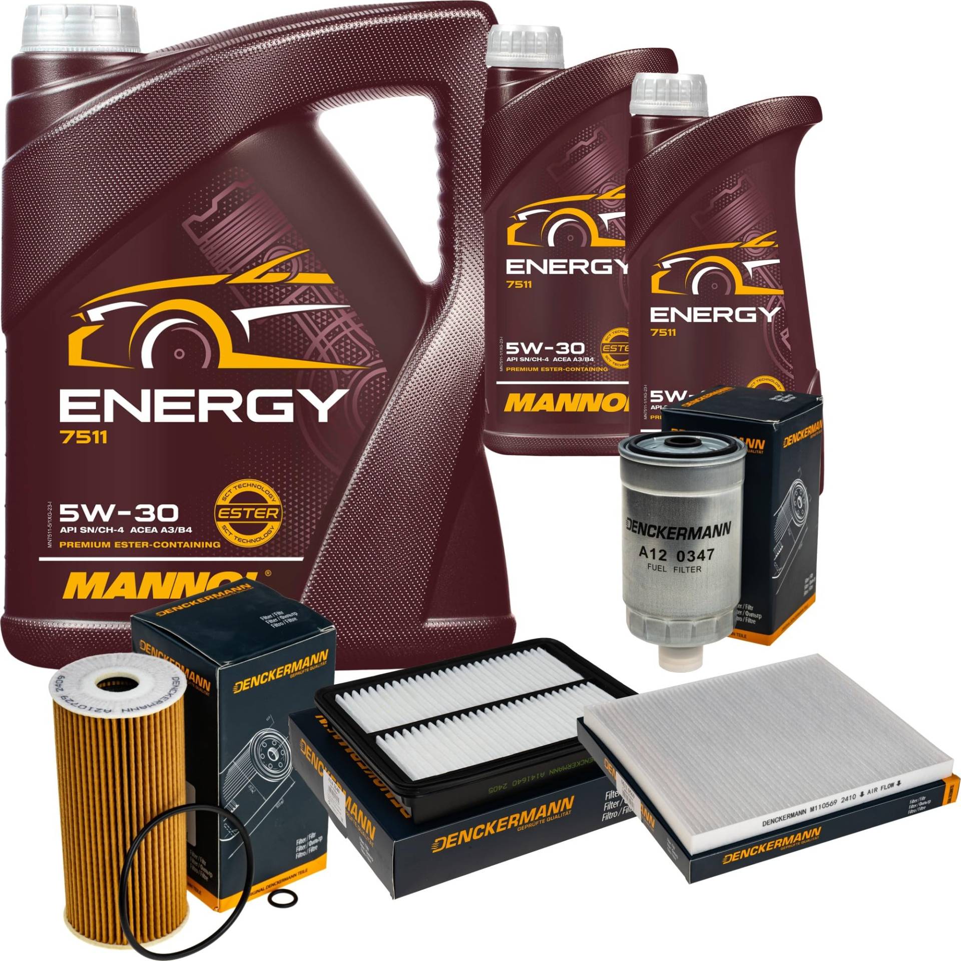 Inspektionspaket Wartungspaket Filterset mit Energy 5W-30 7L, Ölfilter, Innenraumfilter, Luftfilter, Kraftstofffilter Inspektionspaket Wartungspaket Filterset mit Energy 5W-30 7L, Ölfilter, Innenraumfilter, Luftfilter, Kraftstofffilter von EISENFELS