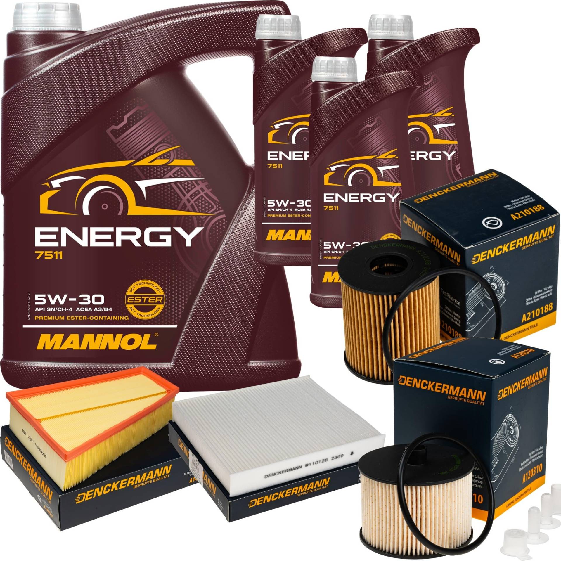 Inspektionspaket Wartungspaket Filterset mit Energy 5W-30 8L, Innenraumfilter, Kraftstofffilter, Luftfilter, Ölfilter Inspektionspaket Wartungspaket Filterset mit Energy 5W-30 8L, Innenraumfilter, Kraftstofffilter, Luftfilter, Ölfilter von EISENFELS