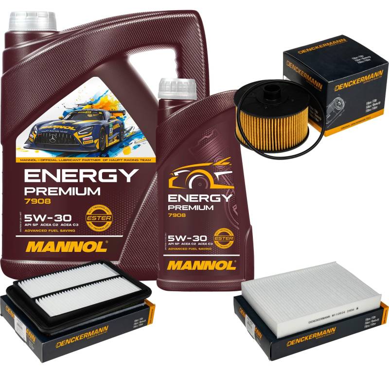 Inspektionspaket Wartungspaket Filterset mit Energy Premium 5W-30 6L, Ölfilter, Luftfilter, Innenraumfilter von EISENFELS