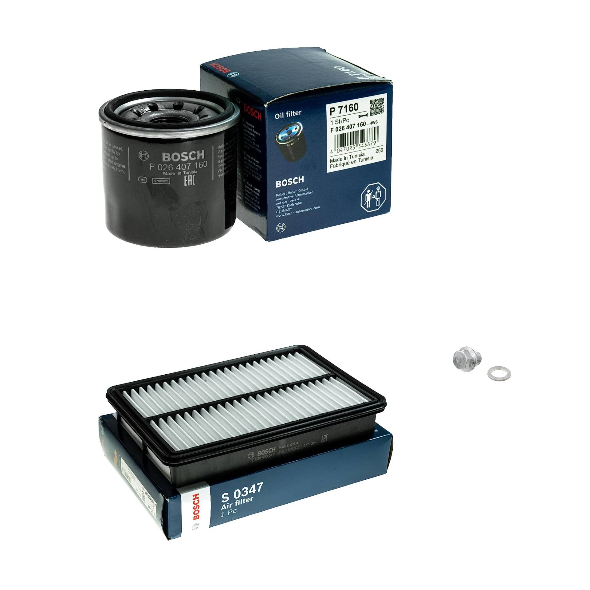 Inspektionspaket Wartungspaket Filterset mit Ölfilter F 026 407 160, Luftfilter F 026 400 347, Verschlussschraube von EISENFELS