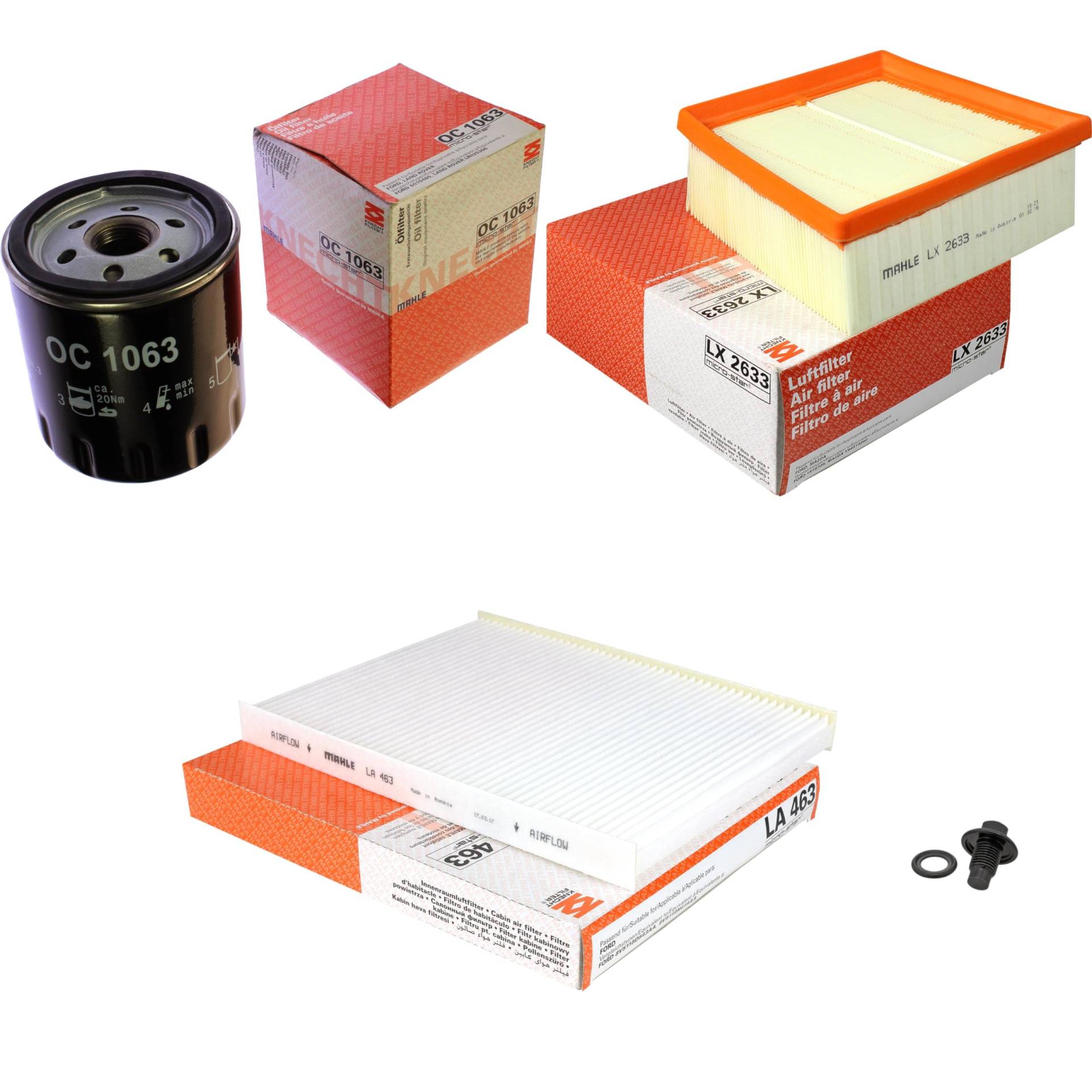 Inspektionspaket Wartungspaket Filterset mit Ölfilter OC 1063, Luftfilter LX 2633, Innenraumfilter LA 463, Verschlussschraube von EISENFELS