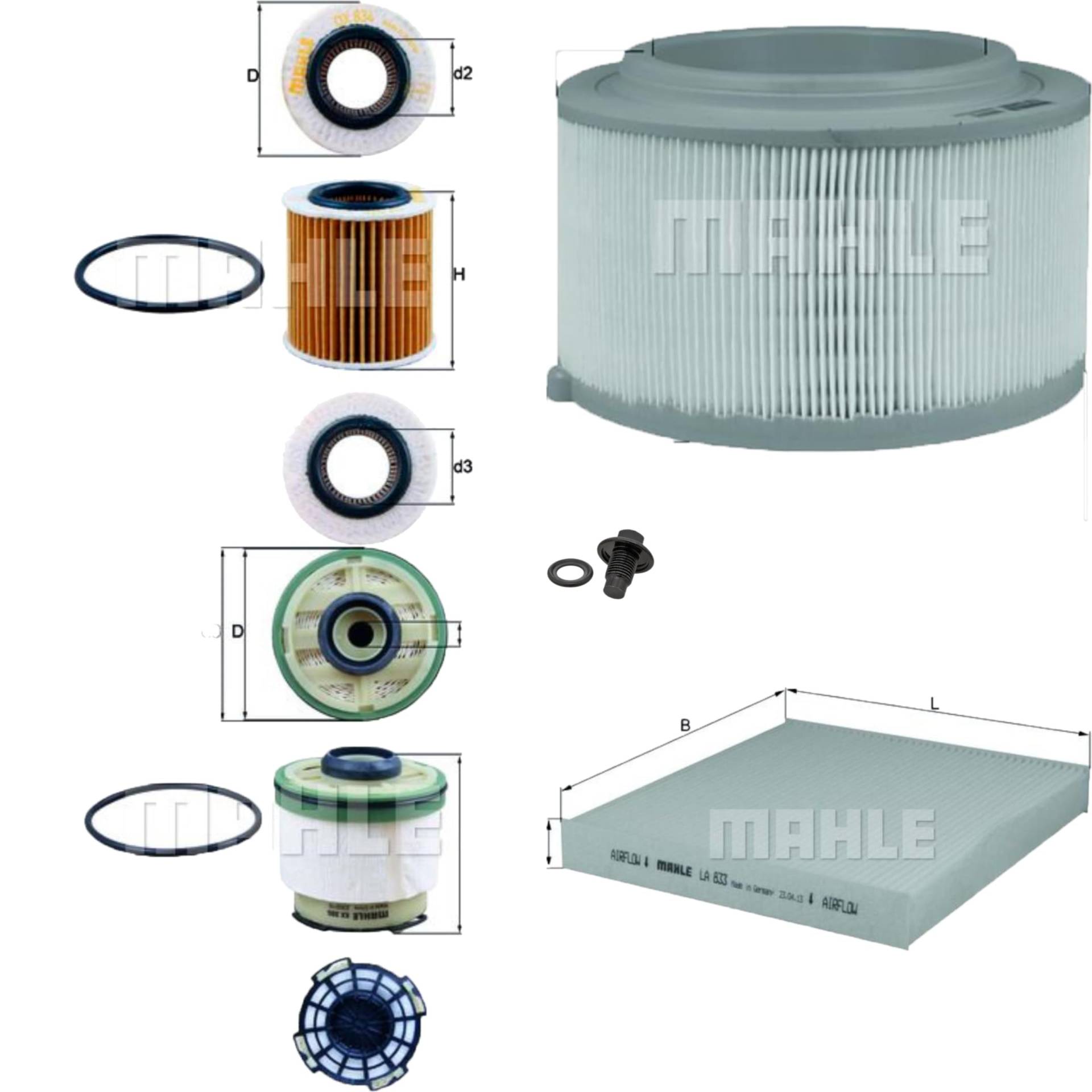 Inspektionspaket Wartungspaket Filterset mit Ölfilter OX 834D, Luftfilter LX 3458, Kraftstofffilter KX 385D, Innenraumfilter LA 833, Verschlussschraube Inspektionspaket Wartungspaket Filterset mit Ölfilter OX 834D, Luftfilter LX 3458, Kraftstofffilter KX 385D, Innenraumfilter LA 833, Verschlussschraube von EISENFELS