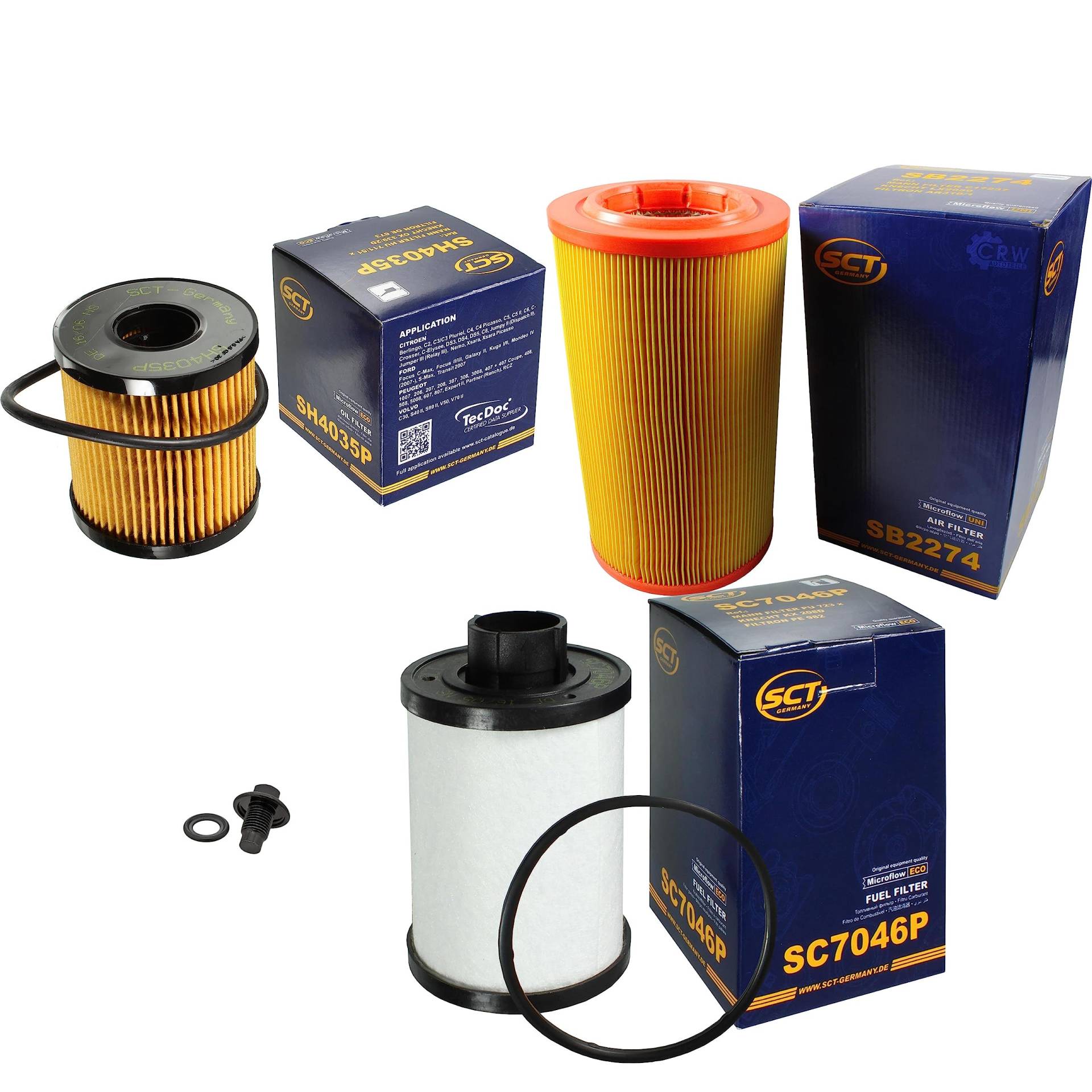 Inspektionspaket Wartungspaket Filterset mit Ölfilter SH 4035 P, Luftfilter SB 2274, Kraftstofffilter SC 7046 P, Verschlussschraube von EISENFELS