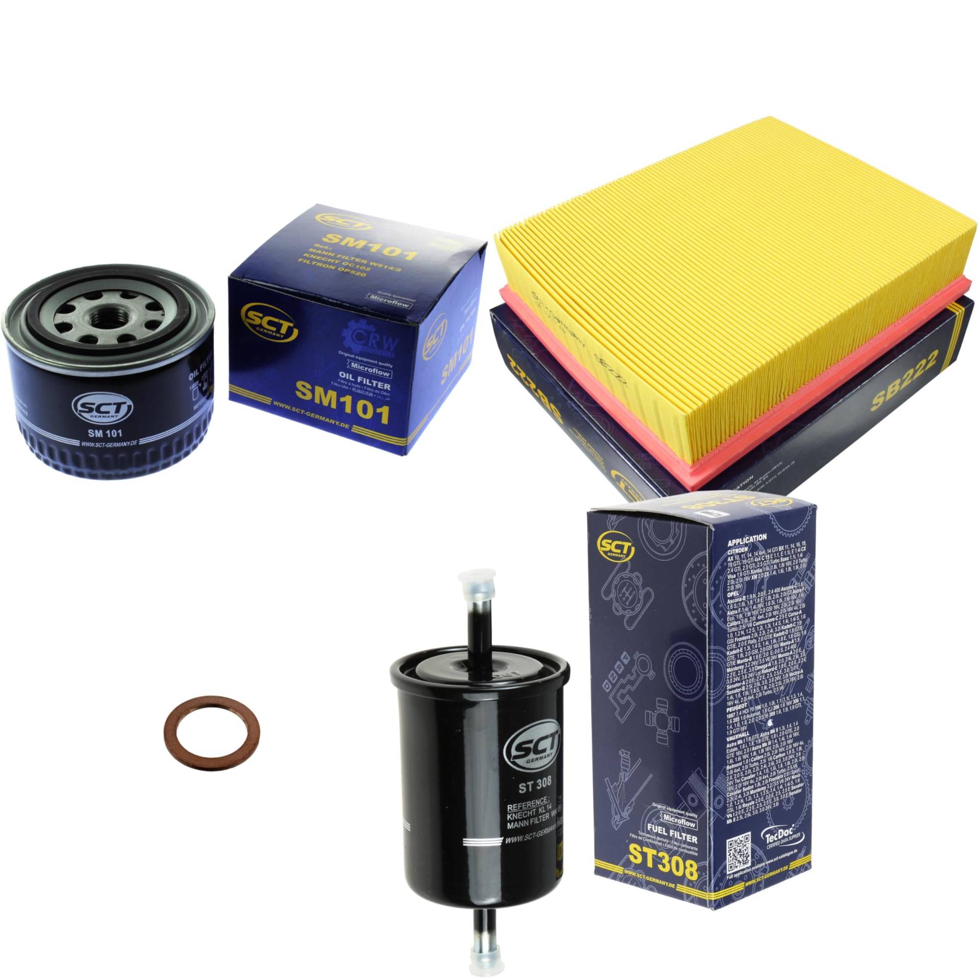 Inspektionspaket Wartungspaket Filterset mit Ölfilter SM 101, Luftfilter SB 222, Kraftstofffilter ST 308, Dichtring Inspektionspaket Wartungspaket Filterset mit Ölfilter SM 101, Luftfilter SB 222, Kraftstofffilter ST 308, Dichtring von EISENFELS