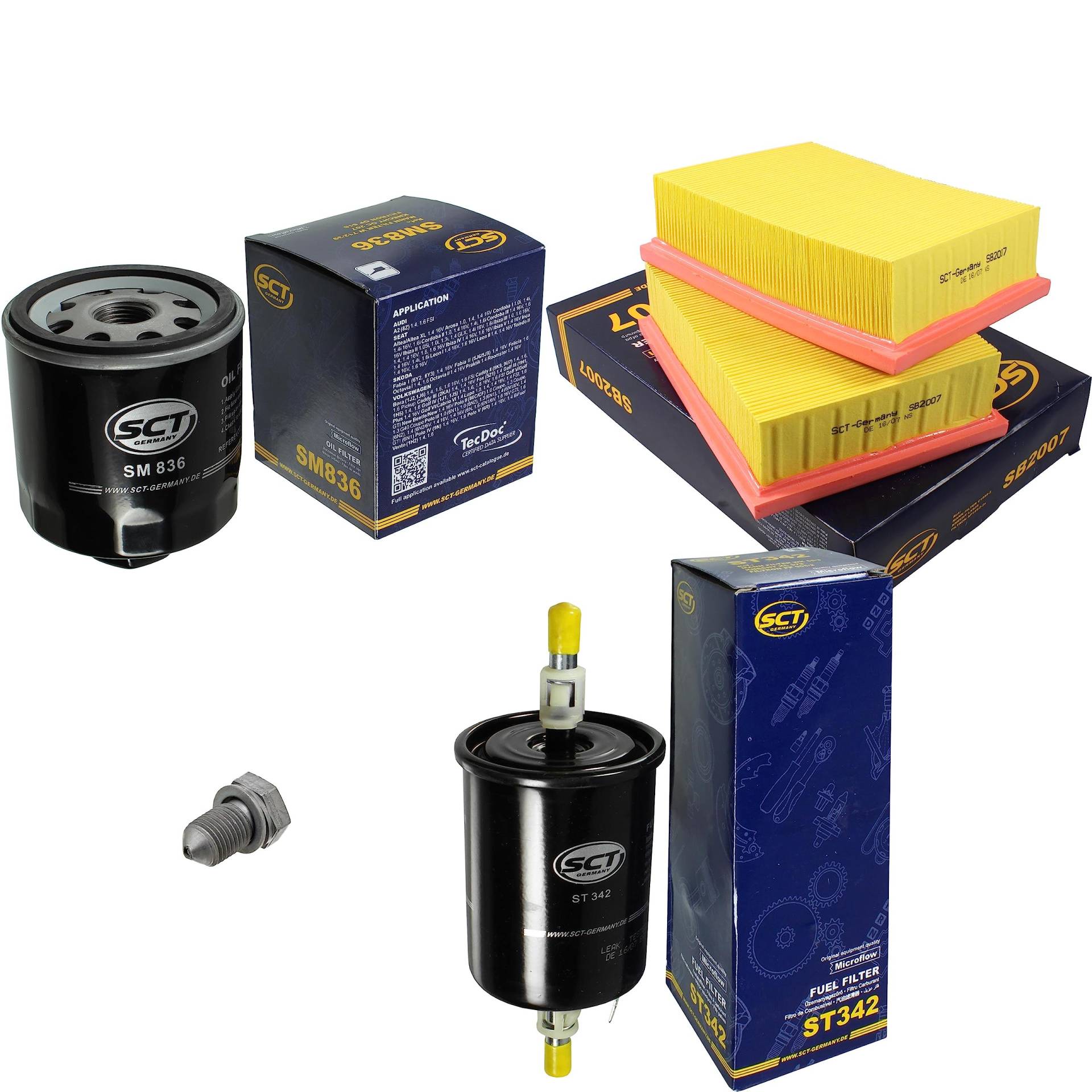 Inspektionspaket Wartungspaket Filterset mit Ölfilter SM 836, Luftfilter SB 2007, Kraftstofffilter ST 342, Verschlussschraube von EISENFELS