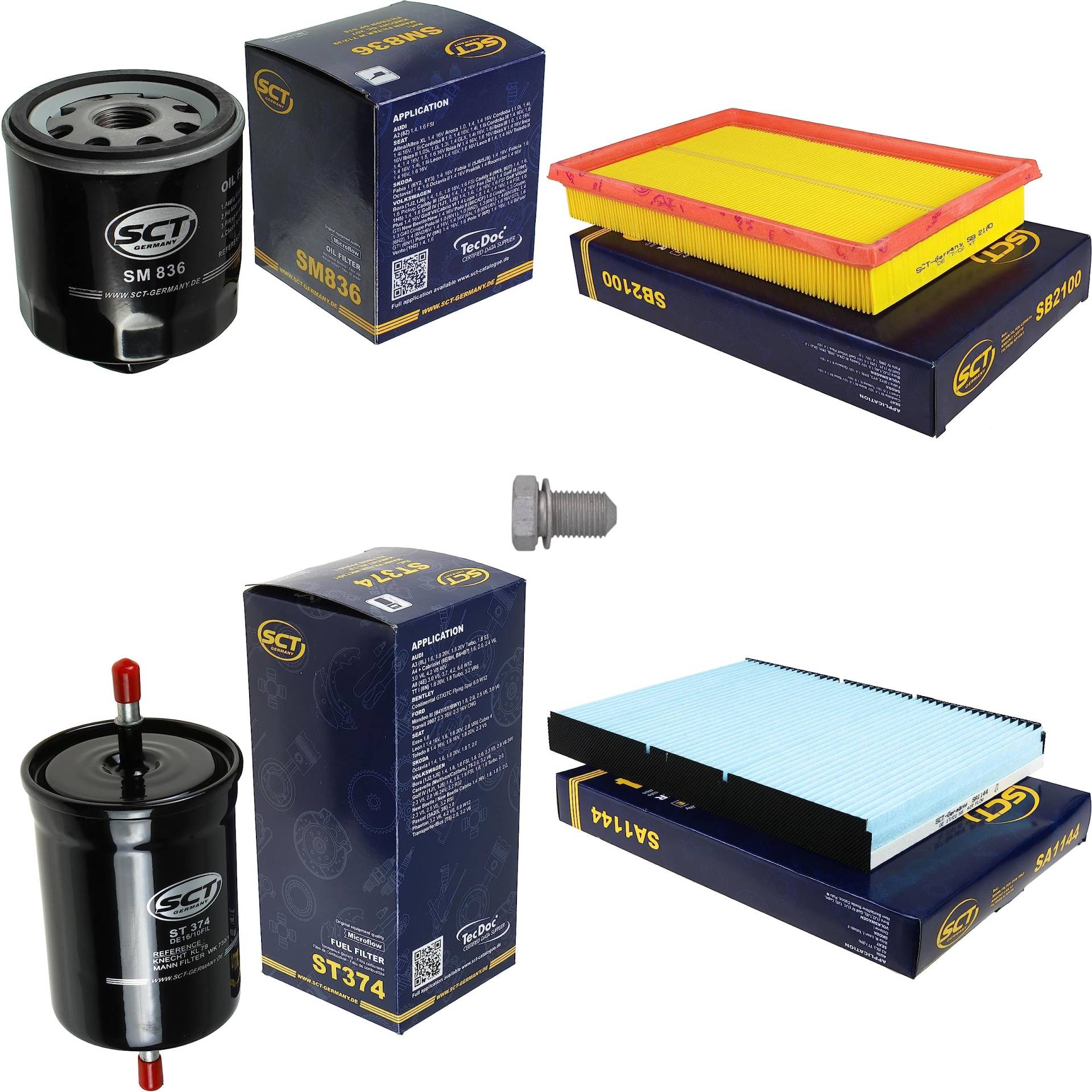 Inspektionspaket Wartungspaket Filterset mit Ölfilter SM 836, Luftfilter SB 2100, Kraftstofffilter ST 374, Innenraumfilter SA 1144, Verschlussschraube Inspektionspaket Wartungspaket Filterset mit Ölfilter SM 836, Luftfilter SB 2100, Kraftstofffilter ST 374, Innenraumfilter SA 1144, Verschlussschraube von EISENFELS
