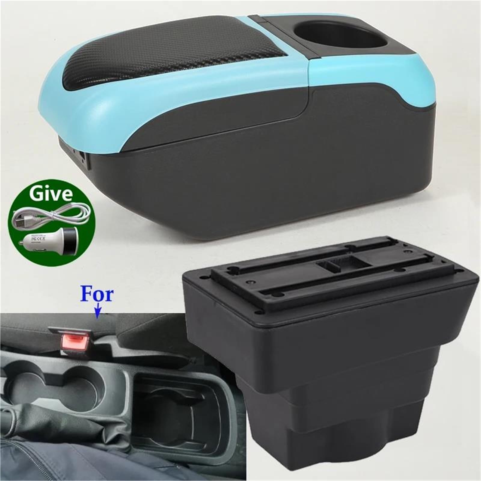 Armster Armlehnenbox Für Opel Für Astra J 2012-2022 Autoarmlehne Autoaufbewahrungsbox Armverstrebung Innenzubehör Armlehnen Mittelarmlehne(Schwarz Blau) von EKEGUY