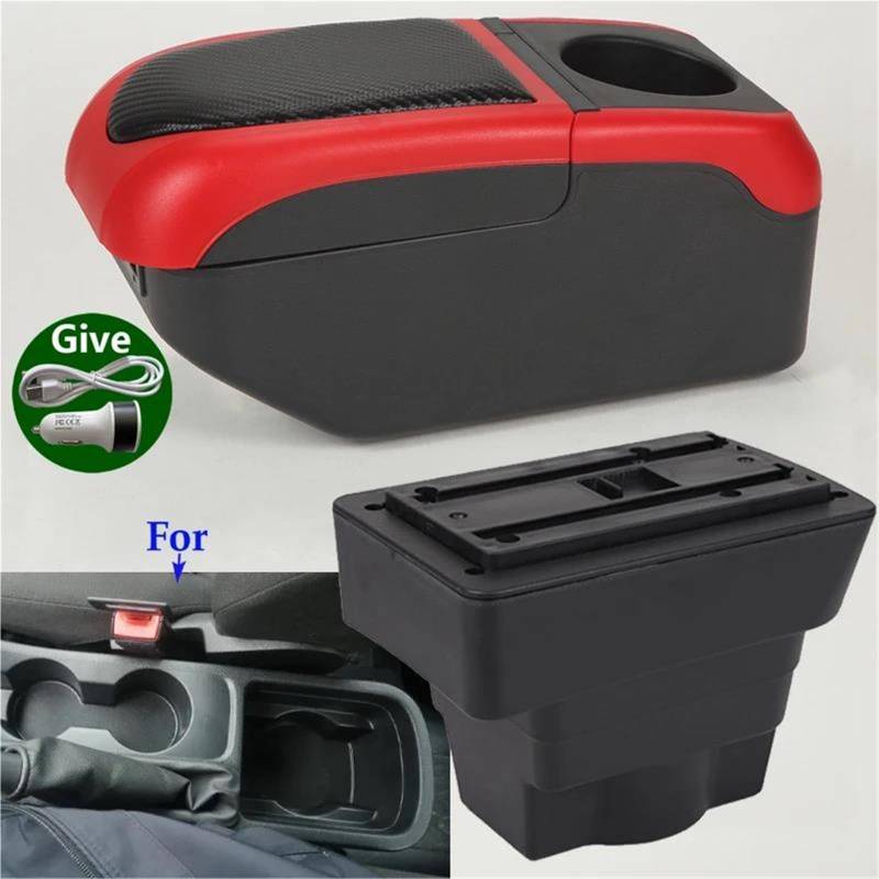 Armster Armlehnenbox Für Opel Für Astra J 2012-2022 Autoarmlehne Autoaufbewahrungsbox Armverstrebung Innenzubehör Armlehnen Mittelarmlehne(Schwarz Rot) von EKEGUY