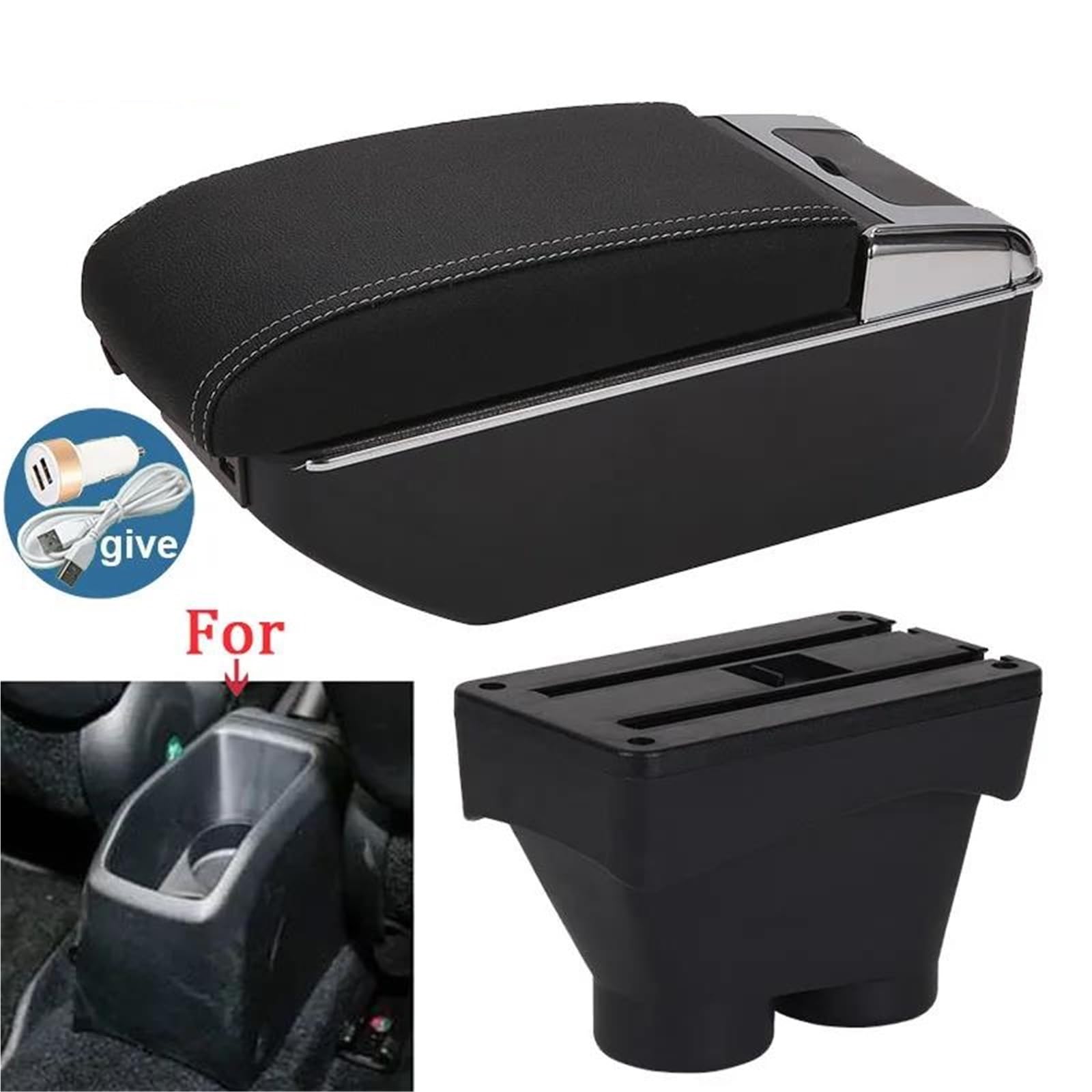 Armster Armlehnenbox Für Peugeot Für 208 2012-2018 Aufbewahrungsbox Autohalter Aschenbecher Innenzubehör Teile USB Armlehnen Mittelarmlehne(Style A3) von EKEGUY