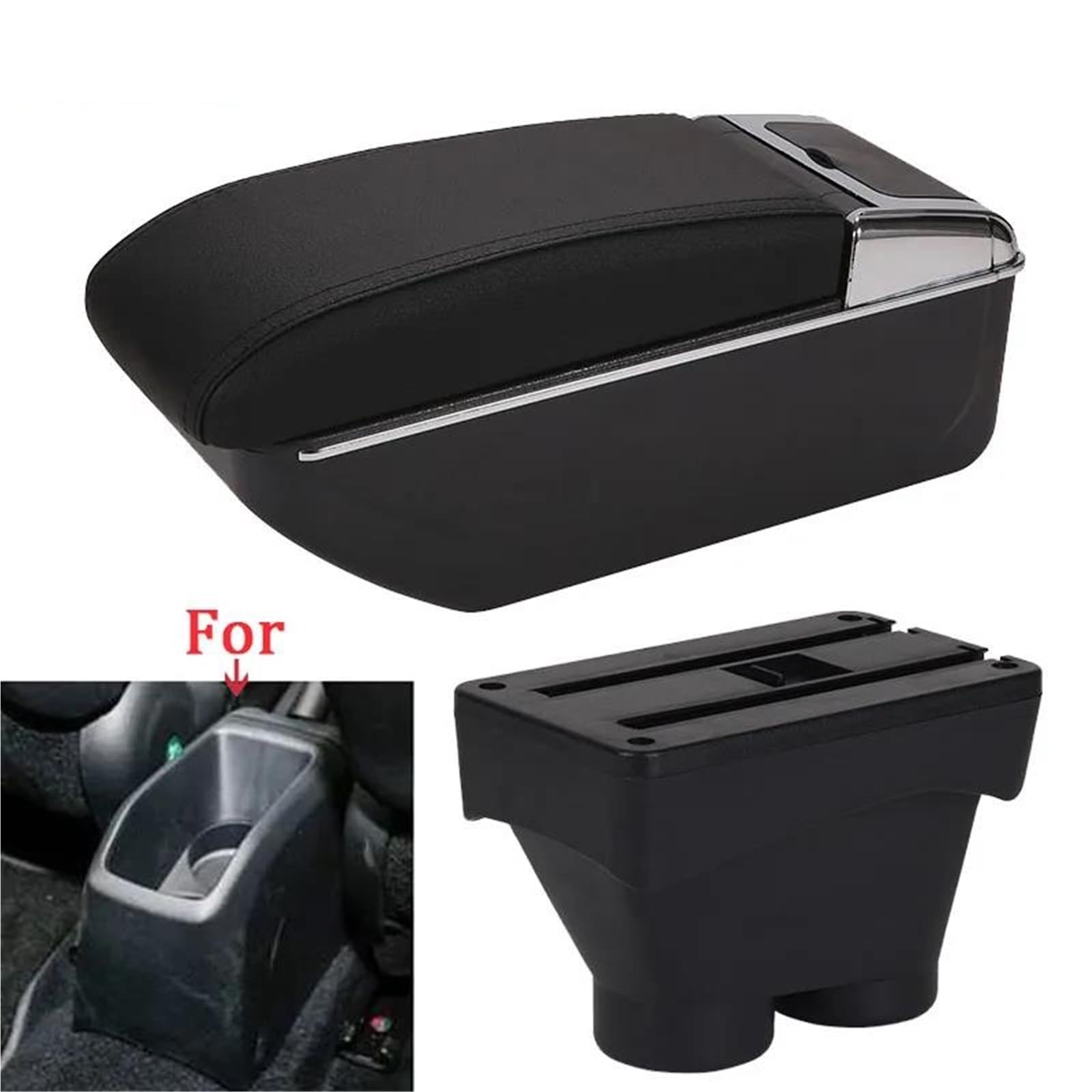 Armster Armlehnenbox Für Peugeot Für 208 2012-2018 Aufbewahrungsbox Autohalter Aschenbecher Innenzubehör Teile USB Armlehnen Mittelarmlehne(Style D2) von EKEGUY