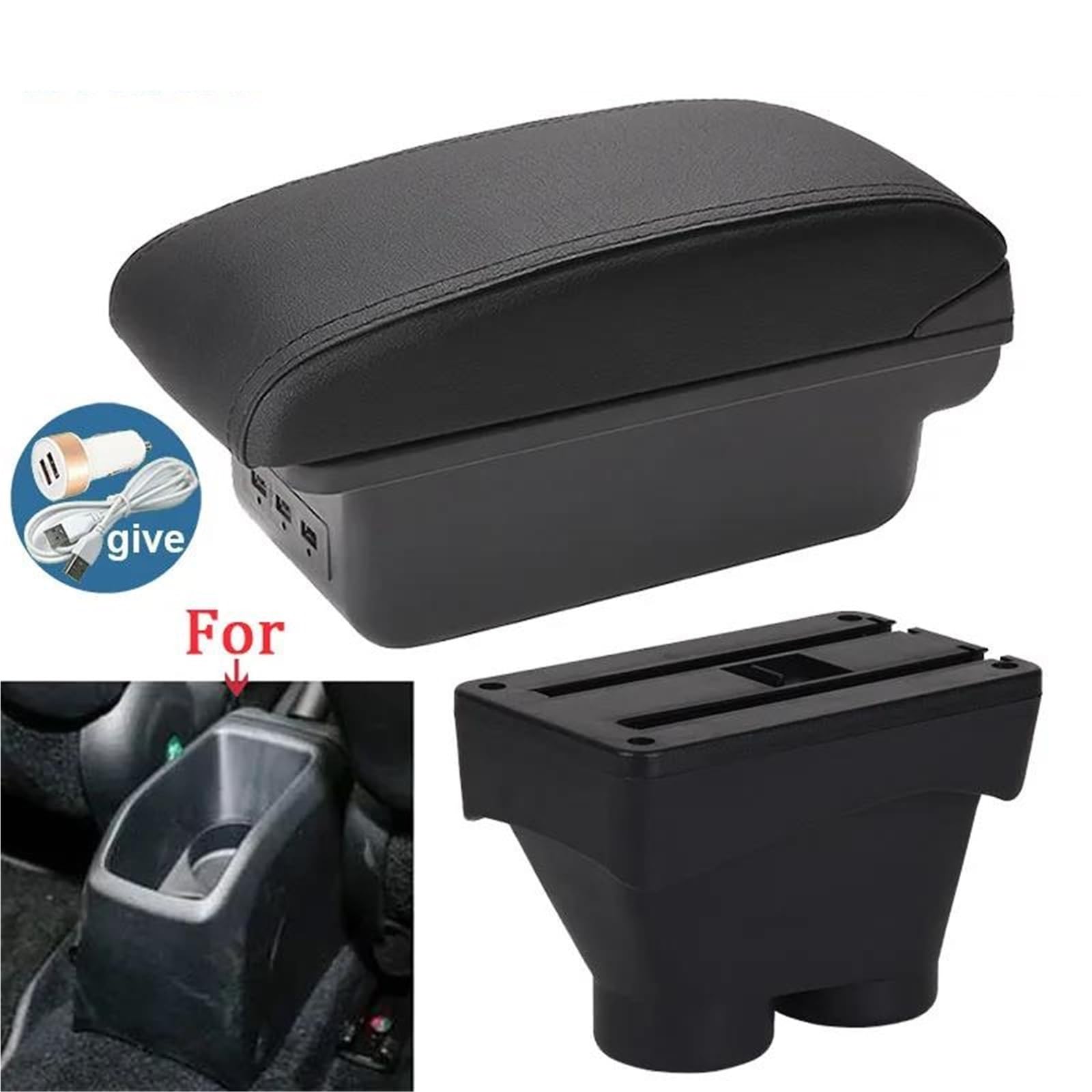 Armster Für Peugeot Für 208 2012-2018 Armlehnenbox Aufbewahrungsbox Autozubehör Teile Innenraum Autohalter Aschenbecher Armlehnen Mittelarmlehne(Style B2) von EKEGUY