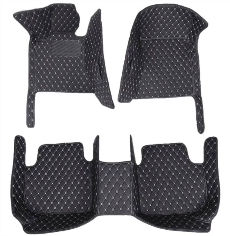 Autoteppich Für VW Für Tiguan Für Allspace Für Tiguan L LWB 2017~2023 7-Sitzer Auto-Fußmatten Leder Fussmatten Auto (Farbe : Black White) von EKEGUY