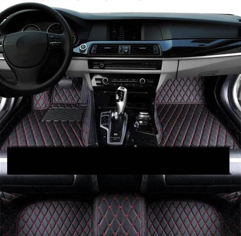 Autoteppich Luxus-Auto-Fußmatte Für Peugeot 208 A9 2012–2018 5-Sitzer Schmutzabweisender Lederteppich Fussmatten Auto (Farbe : Schwarz Rot) von EKEGUY