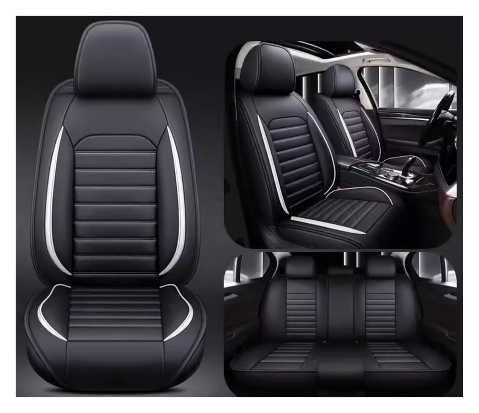 EKEGUY Auto Sitzbezüge Sets Für Mercedes-Benz CLK Class W208/C208, Universal wasserdicht Kunstleder Autositzbezüge Komfortabler Autositzbezug Full Set SitzbezüGe(White) von EKEGUY