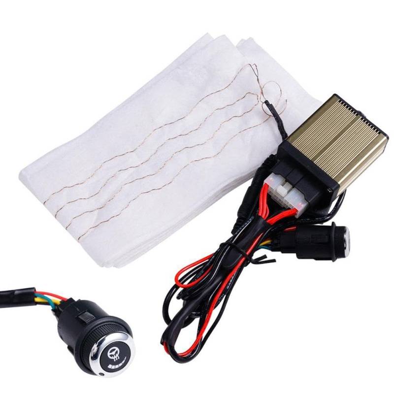 Winter Auto Lenkrad Heizung Kit 6 Gänge Beflockung Tuch Heizkissen Rot Warm Schalter Heizung Blau Kabelbaum LED 12V von EKENOZ