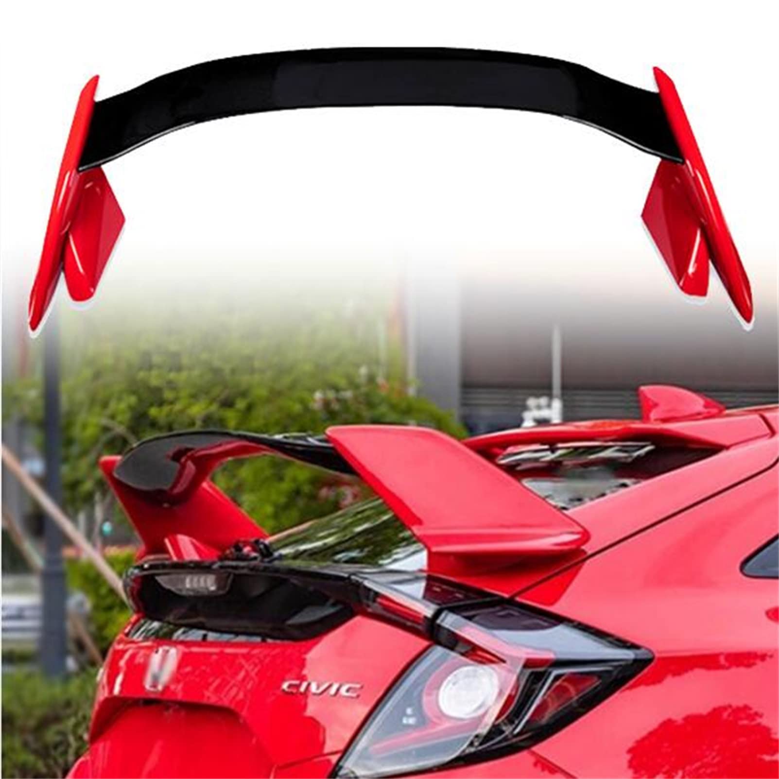 EKLART Heckspoiler Für Hon.da Schrägheck Civic Type R, Heckspoiler, Fensterlippe Windschutzscheibenflügel, Auto Styling Zubehör, Rot, Lackiertes Kunststoff, Selbstklebend von Homry