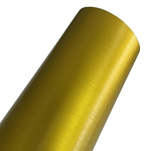 Car Wrapping Folie Matte Gold-Metallic-Vinylverpackungsfolie, holografischer Spiegel, Chrom-Gold, Autoverpackungsfolienrolle, selbstklebender Aufkleber Folie Auto ( Color : Brushed Metallic , Size : 5 von EKOMIS
