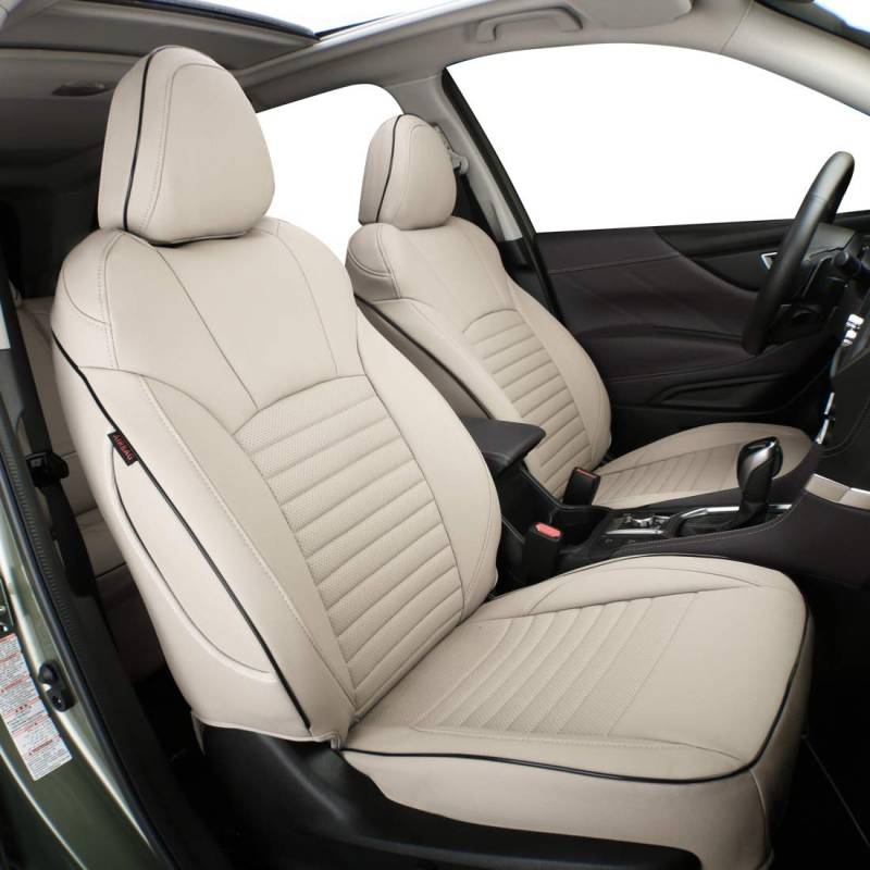 EKR Custom Fit Full Set Car Seat Covers for Select Subaru Outback 2015 2016 2017 2018 2019 - Leatherette (Beige) von EKR