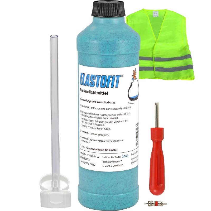 ELASTOFIT Nachfüllpack Pannenset Reifendichtmittel Ersatzflasche für alle PKW 10 Jahre haltbar (500ml Plus) von ELASTOFIT