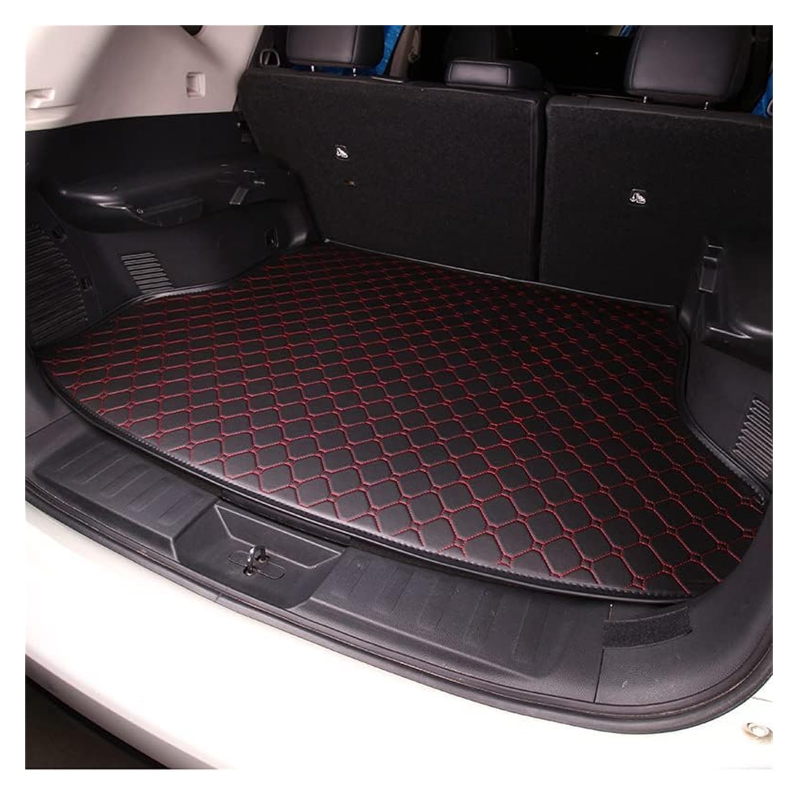 Für T&oyota Für Noah 70 Serie 2010–2014 7 Sitze Mit Armlehnenbox Laderaumwanne Kratzfeste Und rutschfeste Teppiche, Zubehör(Black-Red) von ELCEAMMDLW