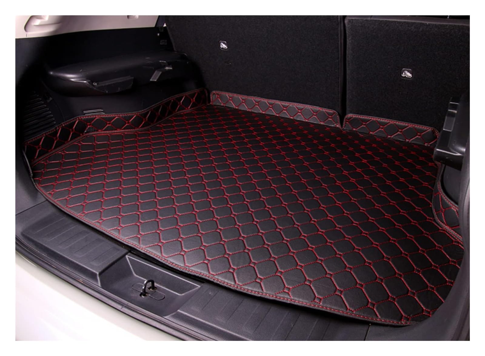 Für T&oyota Für Noah 70 Serie 2010–2014 7 Sitze Mit Armlehnenbox Laderaumwanne Kratzfeste Und rutschfeste Teppiche, Zubehör(Black-Red-Plus) von ELCEAMMDLW