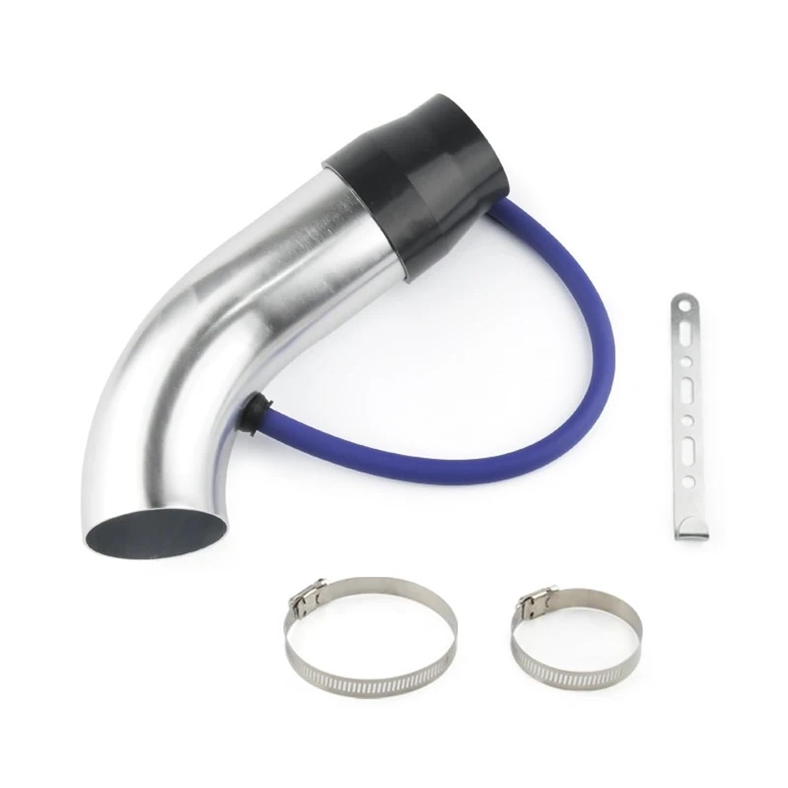 Ansaugrohr Aluminium 3'' 75mm Universal Auto Cold Air Intake System Turbo Induktionsrohr Rohr Silber Schwarz Rot Blau Farbe(Silber) von ELDVSUA