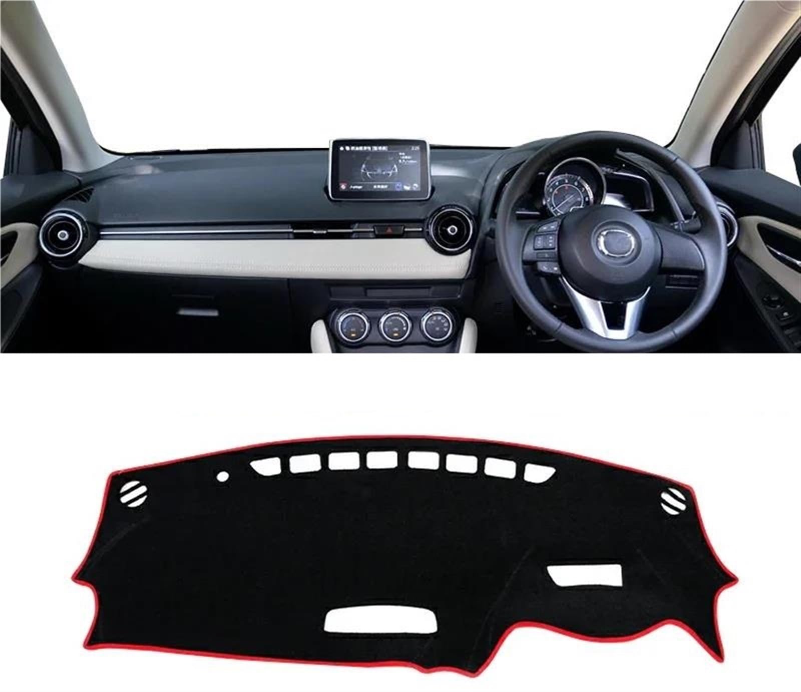 Armaturenbrett Abdeckung Matte Für Mazda 2 DJ DL 2015 2016 2017 2018 2019 2020 2021 2022 2023 Armaturenbrett-Abdeckungsmatte, Rutschfester Instrumententeppich(A RHD Red Side) von ELDVSUA