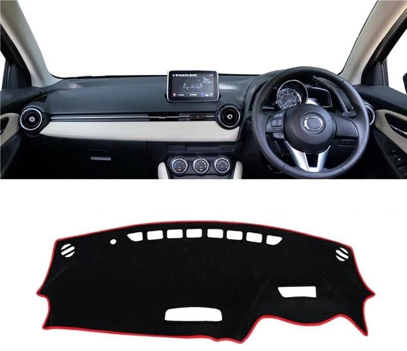 Armaturenbrett Abdeckung Matte Für Mazda 2 DJ DL 2015 2016 2017 2018 2019 2020 2021 2022 2023 Armaturenbrett-Abdeckungsmatte, Rutschfester Instrumententeppich(A RHD Red Side) von ELDVSUA