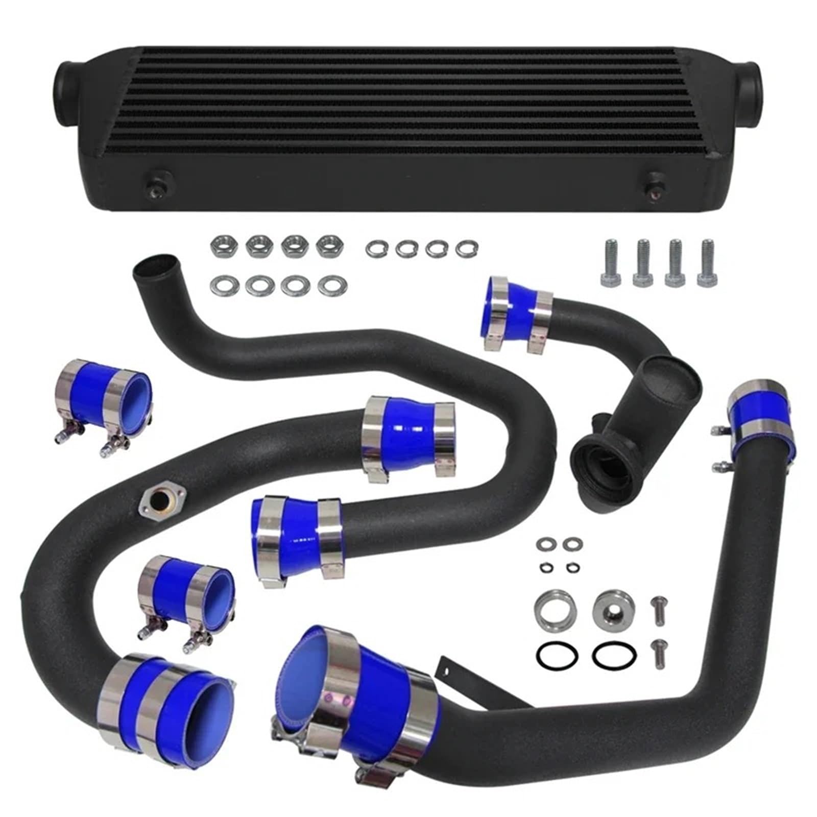 Auto-Lufteinlass Rohr Für VW Für Golf Für GTI Für Jetta MK4 1.8L Turbolader 1998-2000 2001 2002 2003 2004 2005 Bolt On Front Mount Ladeluftkühler & Rohr Kit Aluminium Lufteinlässe(Blau) von ELDVSUA
