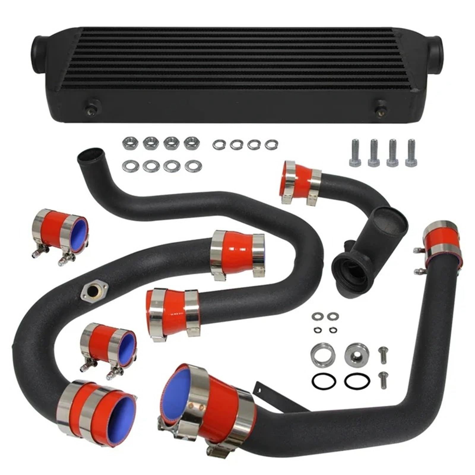 Auto-Lufteinlass Rohr Für VW Für Golf Für GTI Für Jetta MK4 1.8L Turbolader 1998-2000 2001 2002 2003 2004 2005 Bolt On Front Mount Ladeluftkühler & Rohr Kit Aluminium Lufteinlässe(Rot) von ELDVSUA
