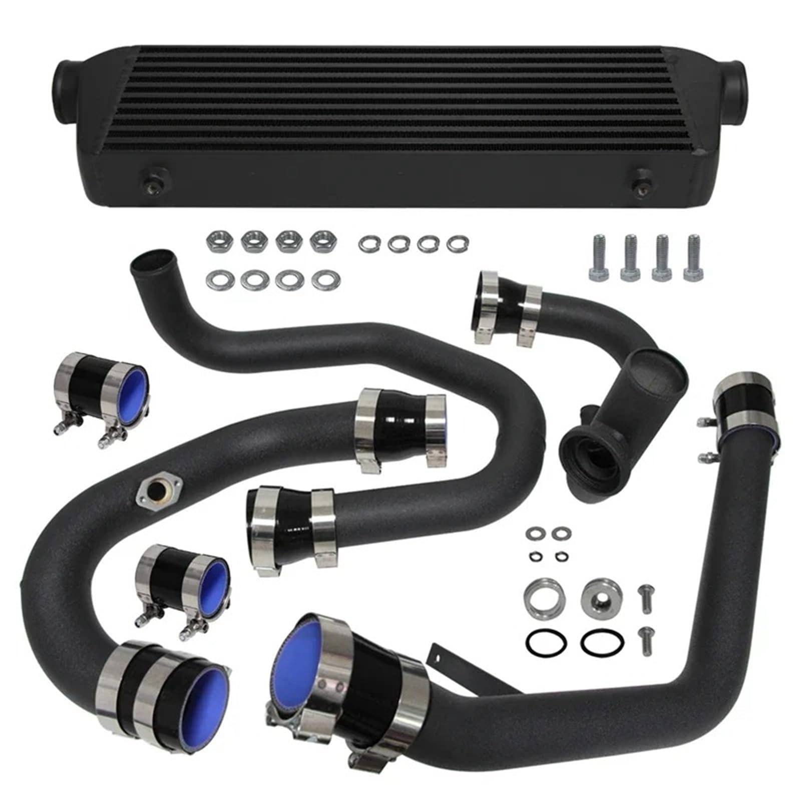 Auto-Lufteinlass Rohr Für VW Für Golf Für GTI Für Jetta MK4 1.8L Turbolader 1998-2000 2001 2002 2003 2004 2005 Bolt On Front Mount Ladeluftkühler & Rohr Kit Aluminium Lufteinlässe(Schwarz) von ELDVSUA