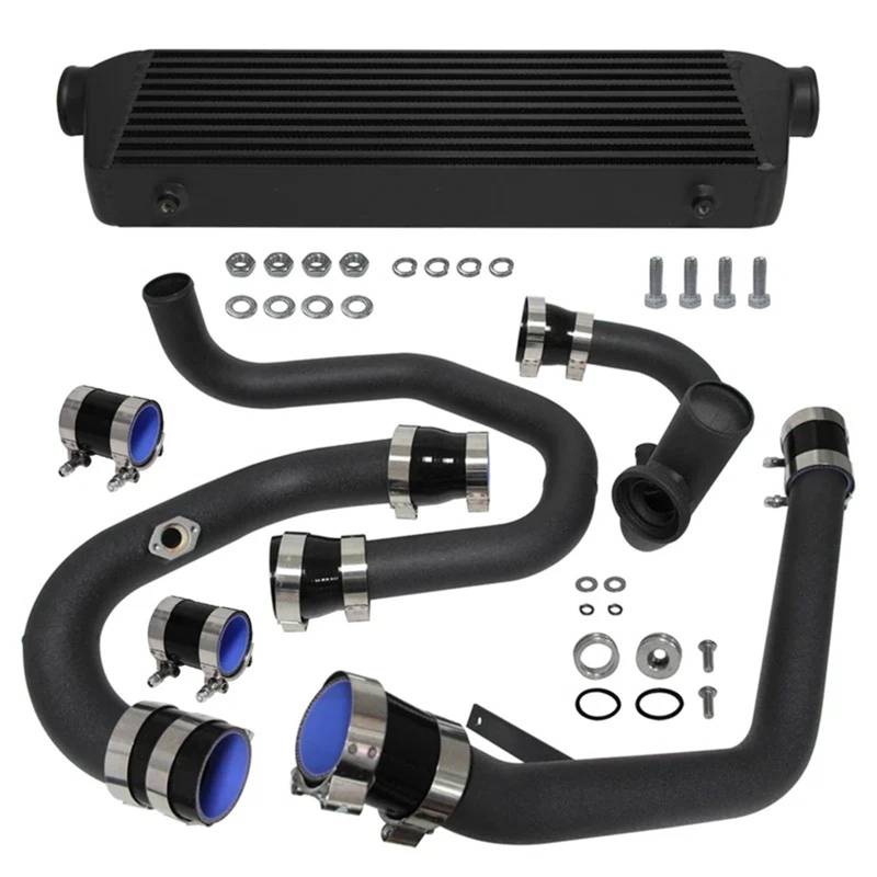 Auto-Lufteinlass Rohr Für VW Für Golf Für GTI Für Jetta MK4 1.8L Turbolader 1998-2000 2001 2002 2003 2004 2005 Bolt On Front Mount Ladeluftkühler & Rohr Kit Aluminium Lufteinlässe(Schwarz) von ELDVSUA