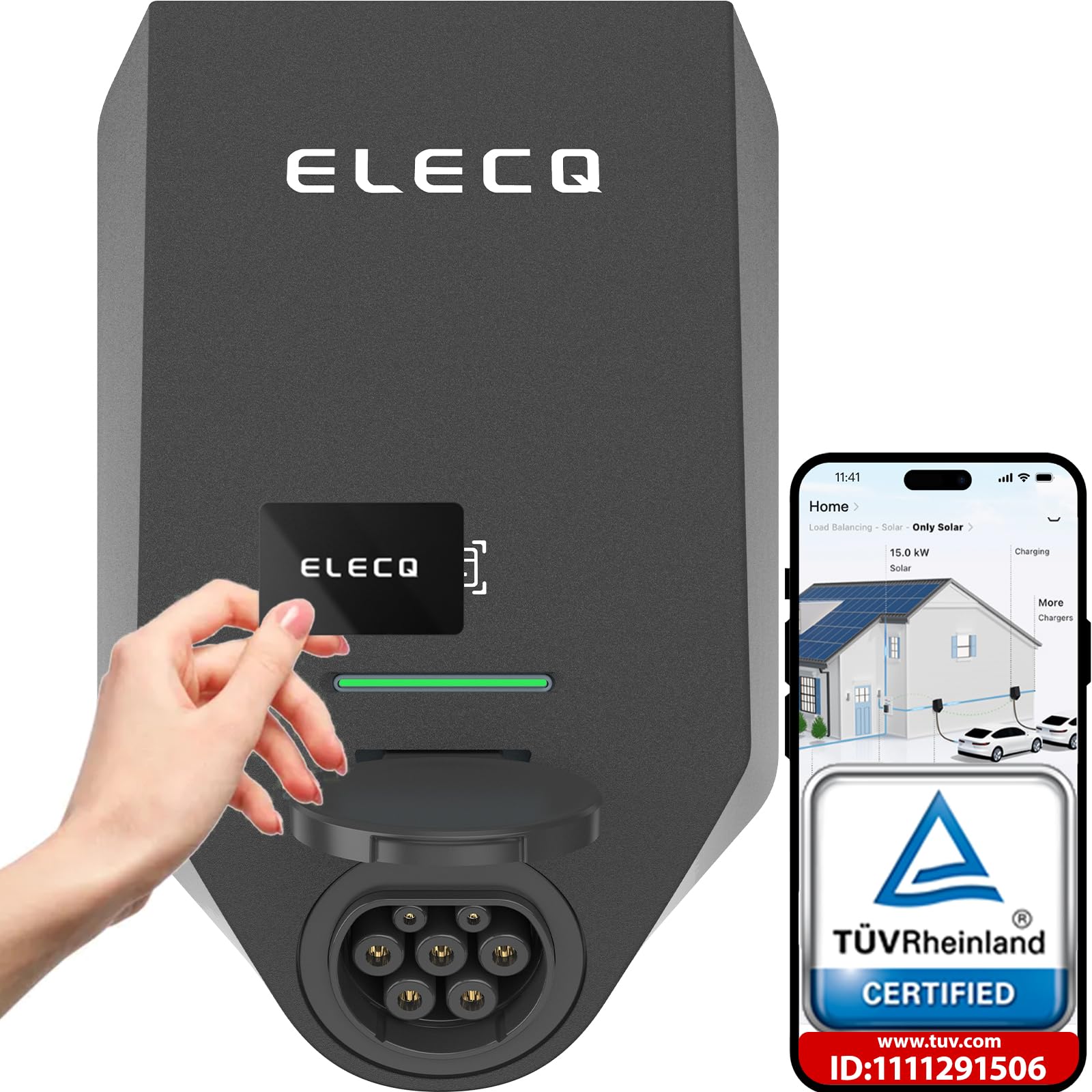 ELECQ Wallbox 22kw mit APP & zähler | PV-Laden,Aktives Lastmanagement | 4G WiFi OCPP | kompatibel 11KW Typ 2 e auto heimladestation | 3-phasig,32A,EV-ladegerät Für außenmontage privat zuhause & Firmen ELECQ Wallbox 22kw mit APP & zähler | PV-Laden,Aktives Lastmanagement | 4G WiFi OCPP | kompatibel 11KW Typ 2 e auto heimladestation | 3-phasig,32A,EV-ladegerät Für außenmontage privat zuhause & Firmen von ELECQ