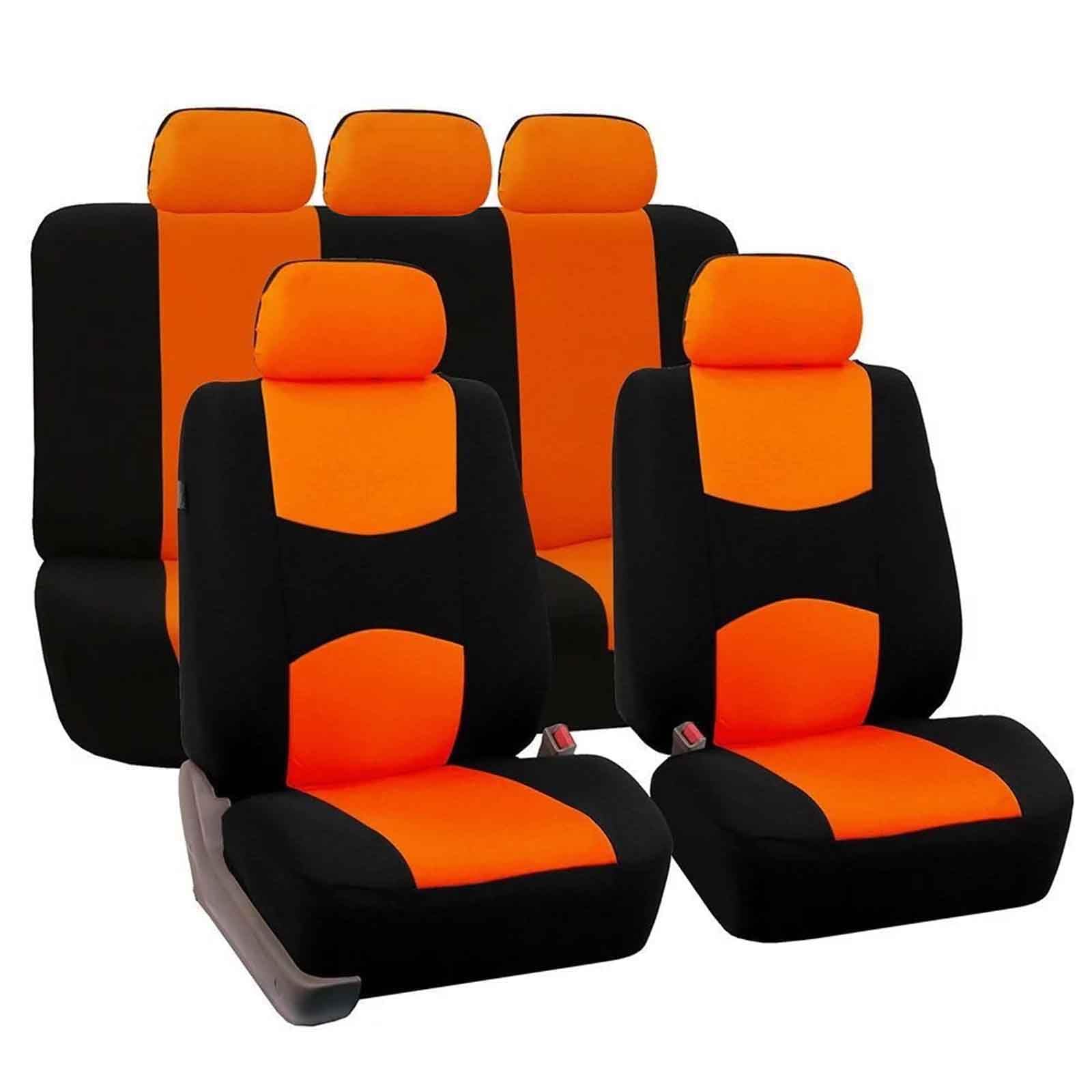 ELEDVB Auto-Sitzbezüge für J-eep Renegade 2014 2015 2016 2017 2018, Auto-Schonbezüge für Fahrersitz & Beifahrer Komplettset Autositzschoner Reifenschienen Autositzzubehör Airbag-Kompatible, Orange von ELEDVB